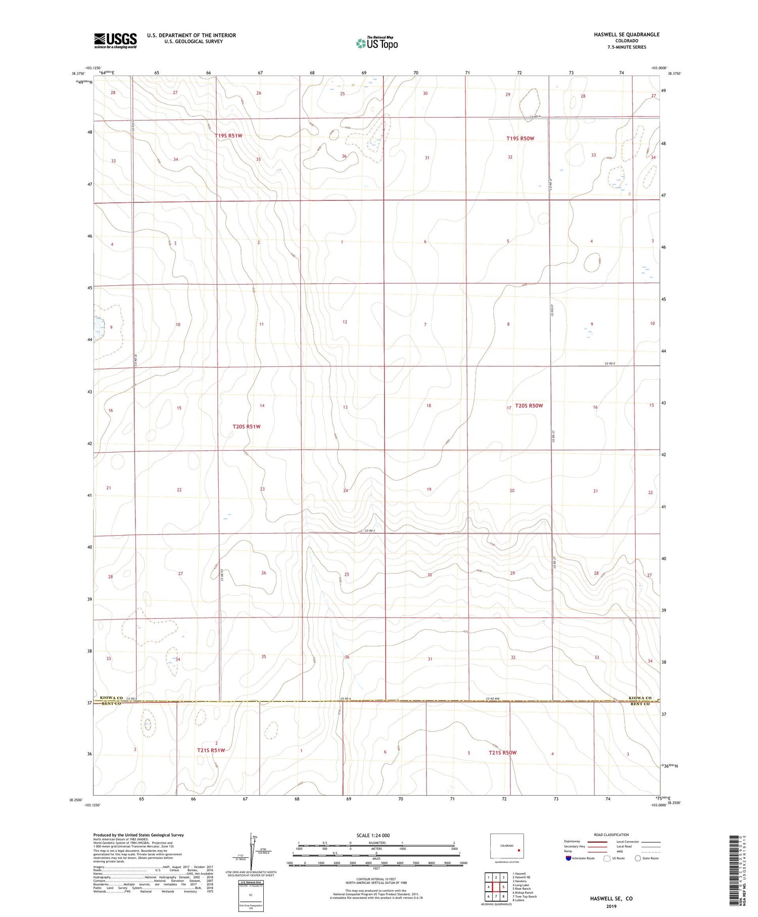 Haswell SE Colorado US Topo Map Image