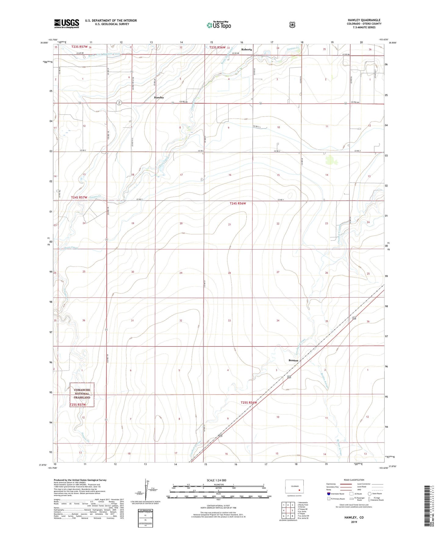 Hawley Colorado US Topo Map Image