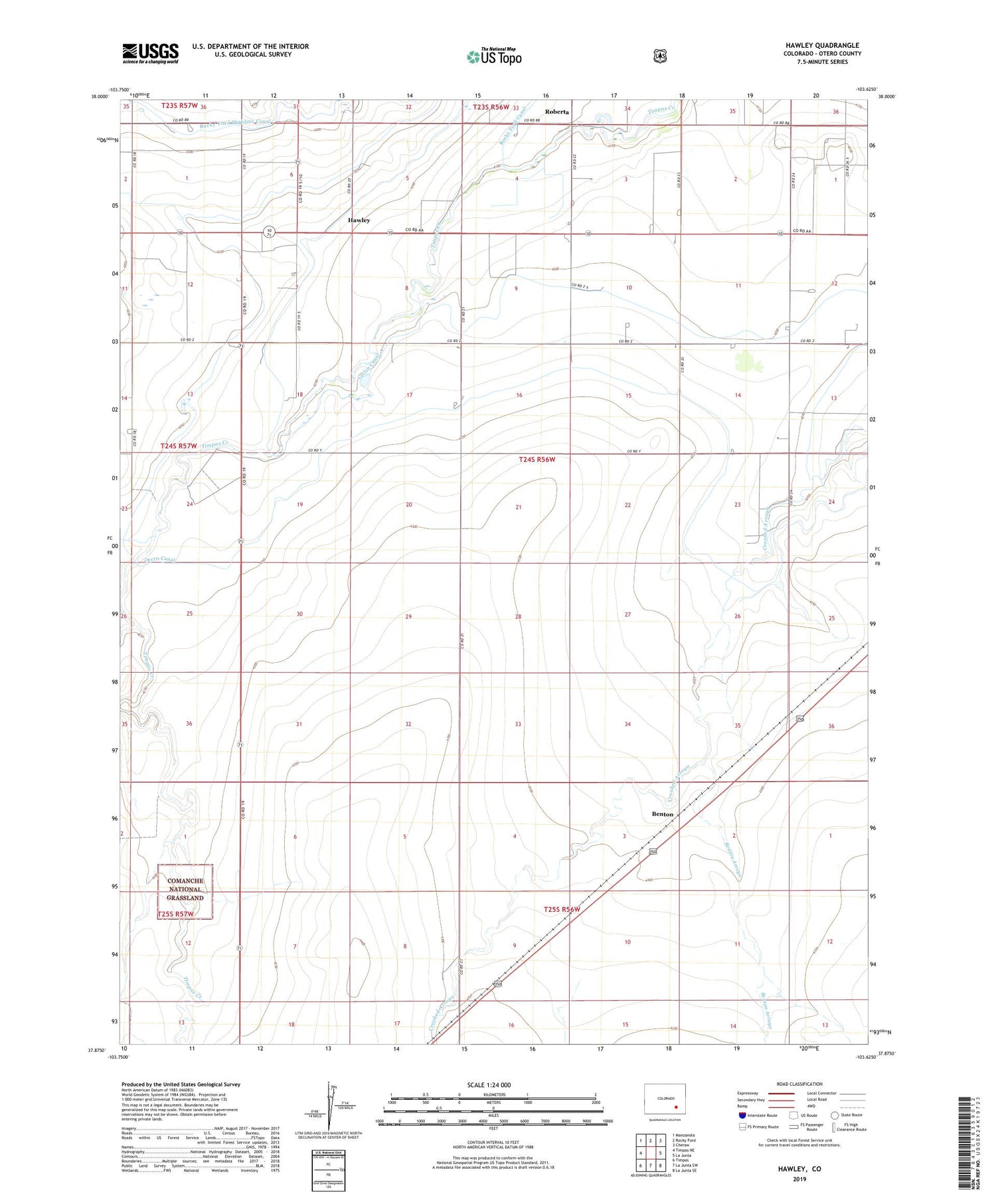 Hawley Colorado US Topo Map Image