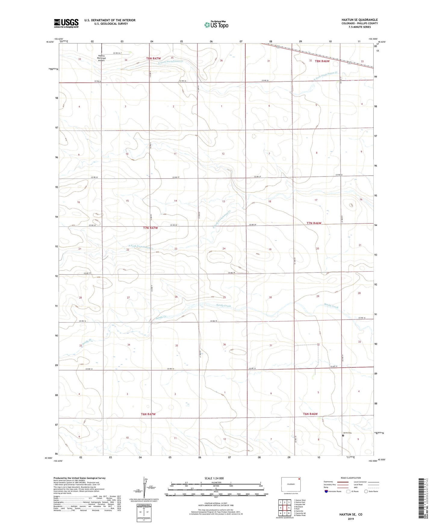 Haxtun SE Colorado US Topo Map Image