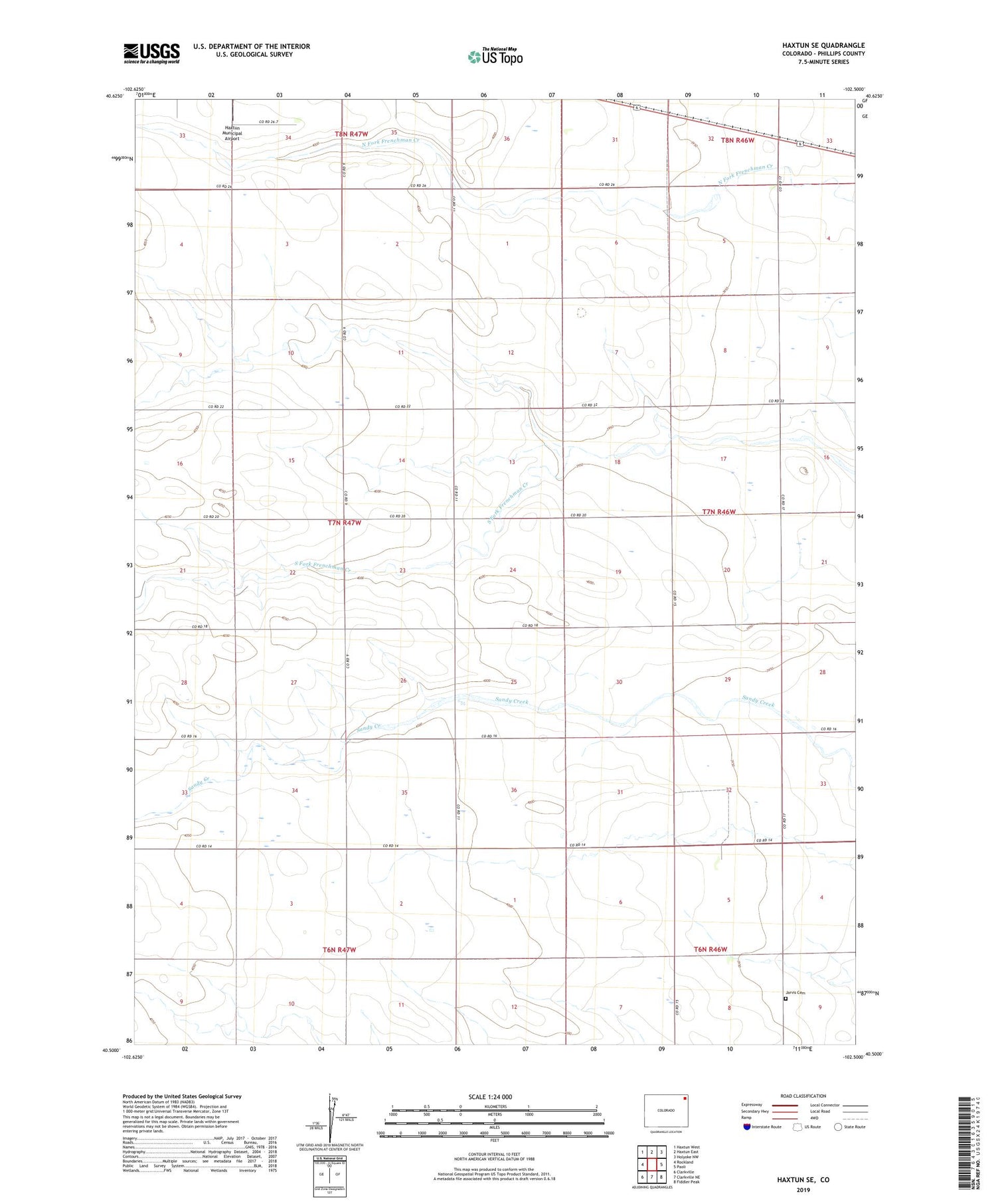 Haxtun SE Colorado US Topo Map Image