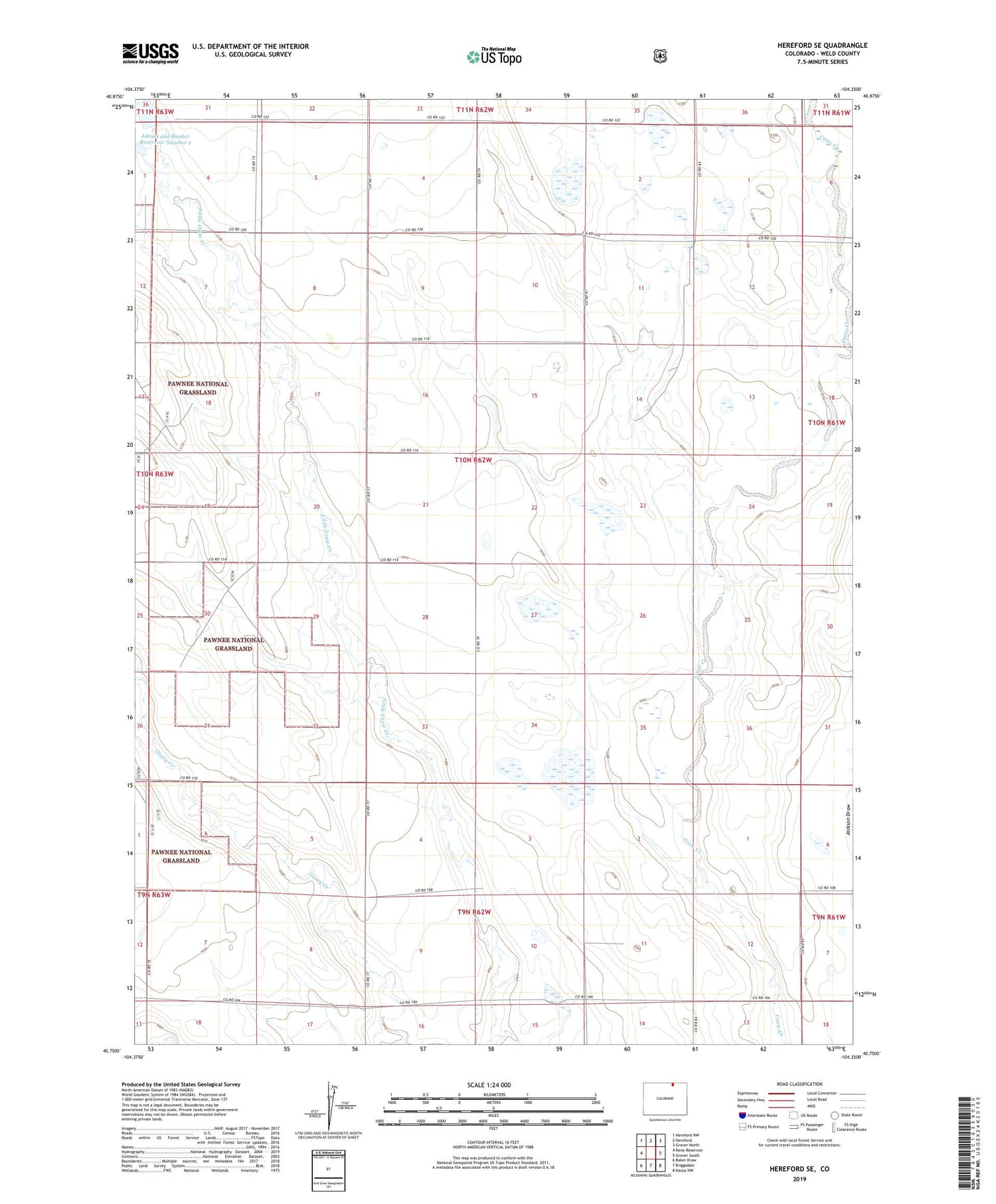 Hereford SE Colorado US Topo Map Image