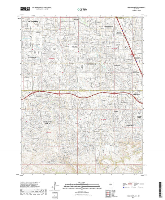 Highlands Ranch Colorado US Topo Map Image