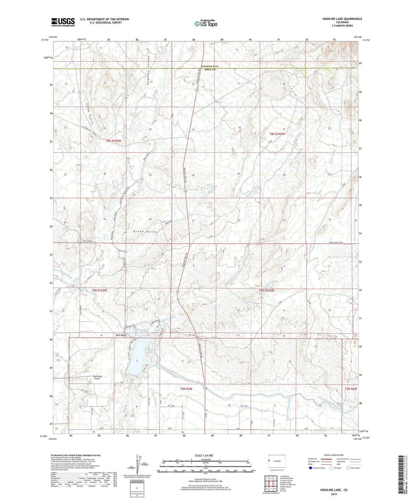 Highline Lake Colorado US Topo Map Image