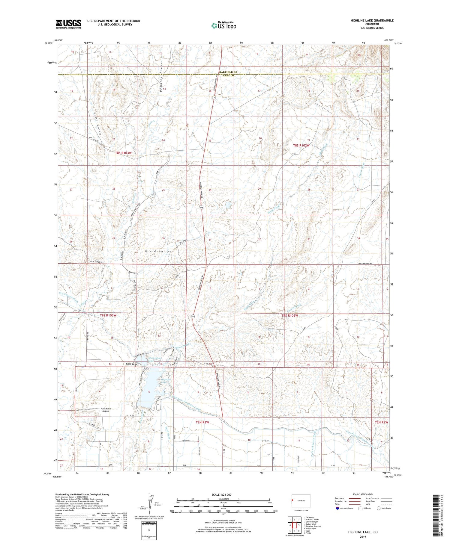 Highline Lake Colorado US Topo Map Image