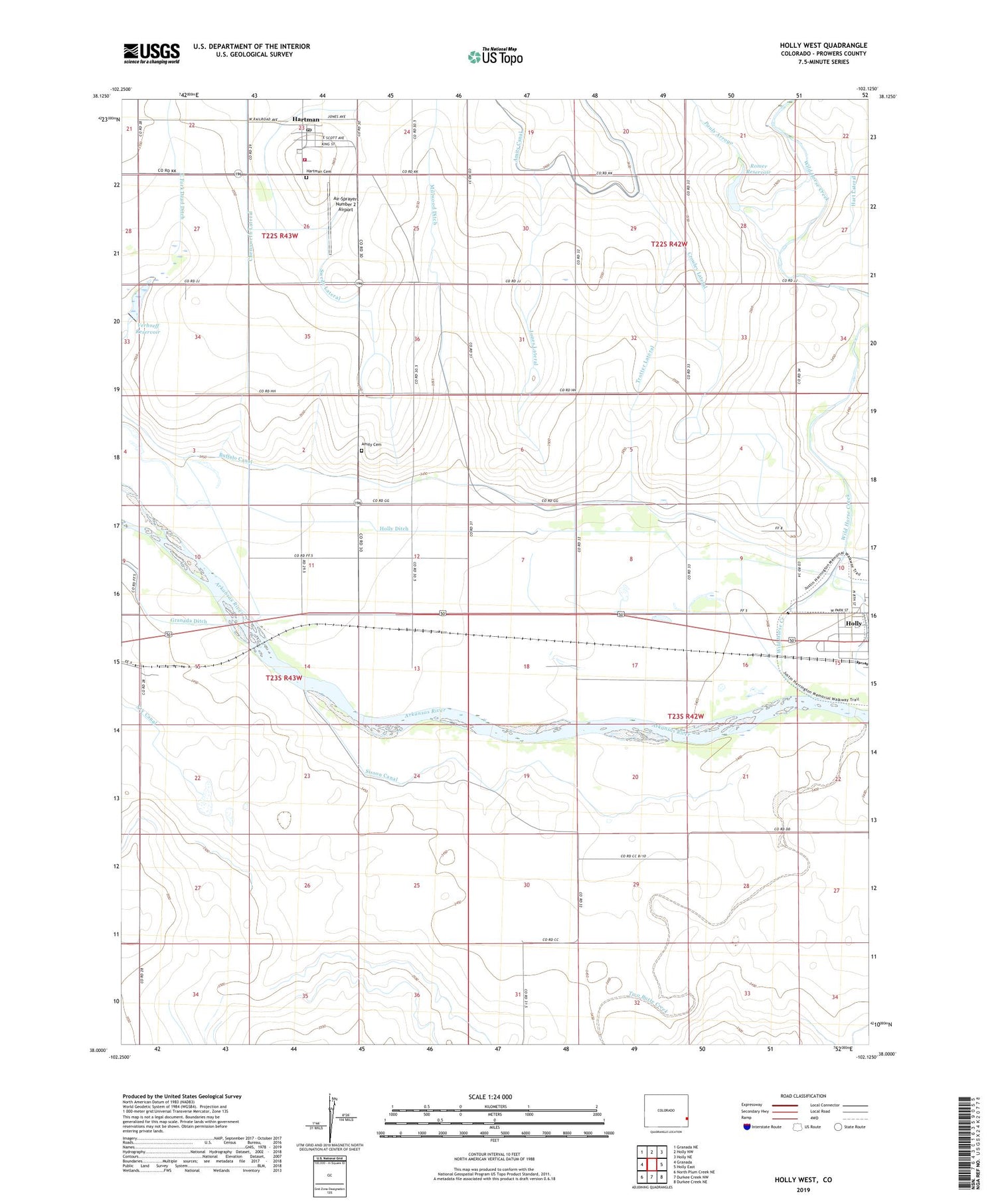 Holly West Colorado US Topo Map Image