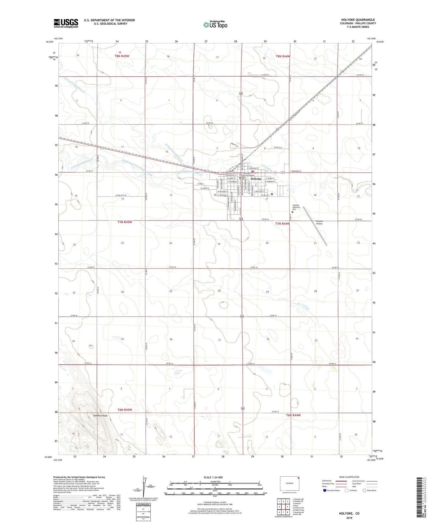Holyoke Colorado US Topo Map Image