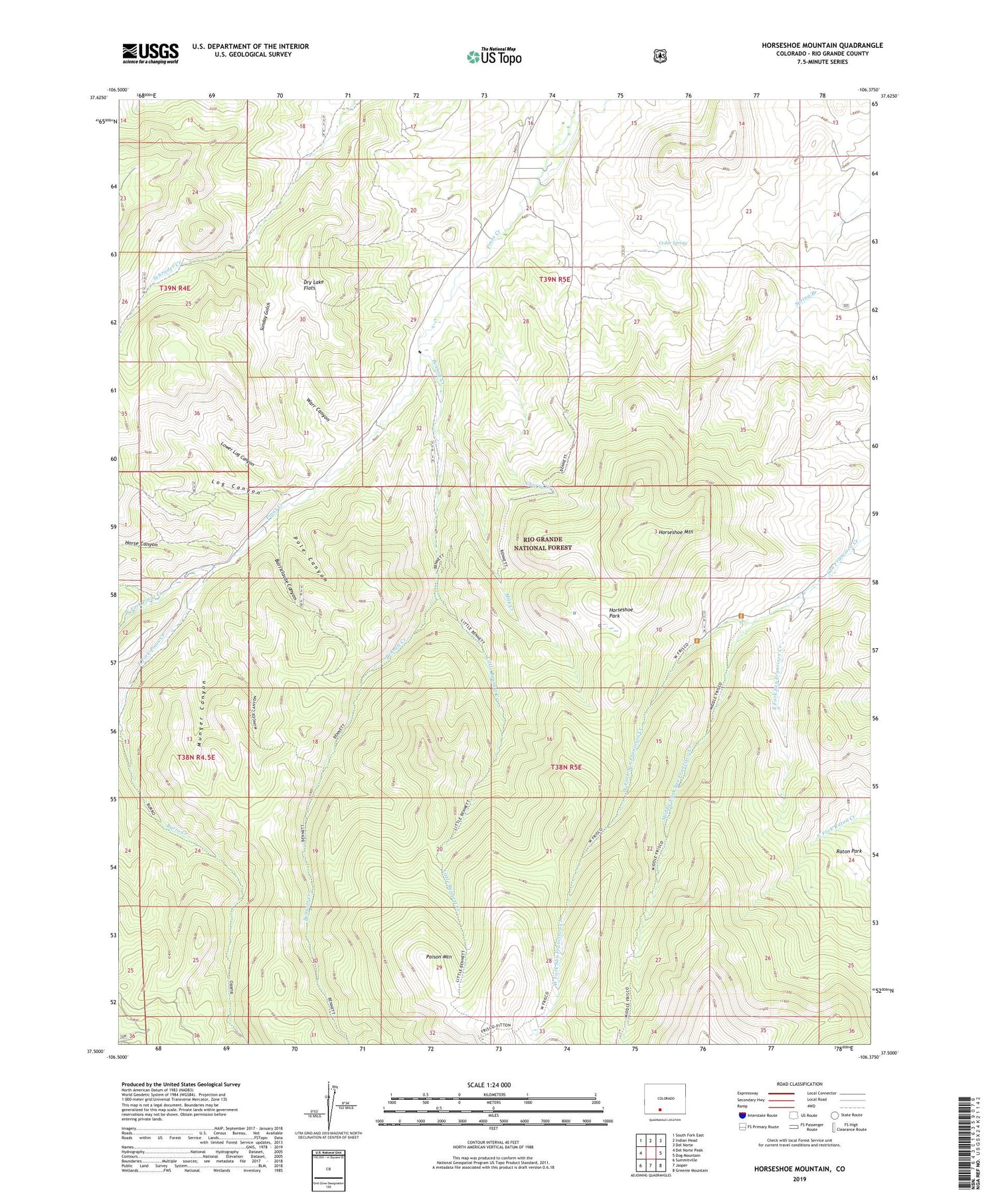 Horseshoe Mountain Colorado US Topo Map Image
