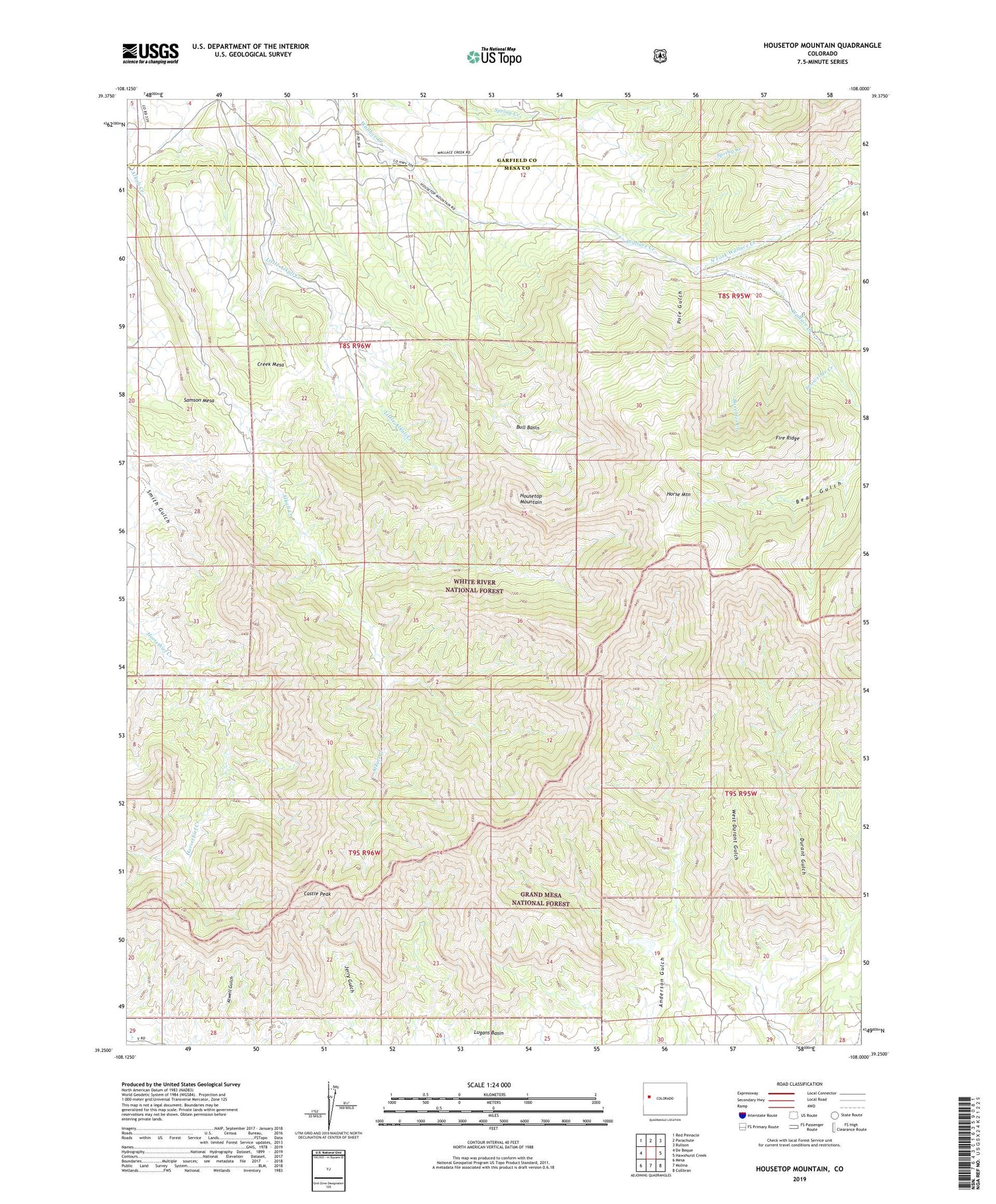 Housetop Mountain Colorado US Topo Map Image