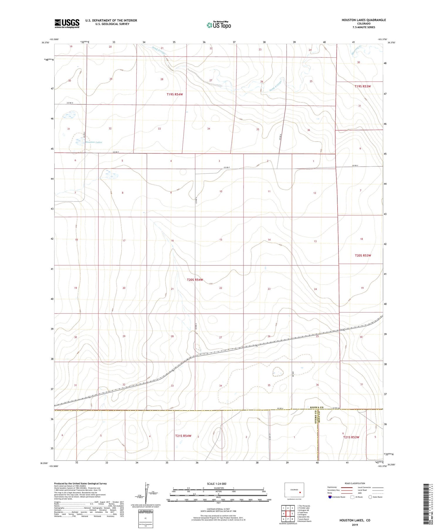Houston Lakes Colorado US Topo Map Image