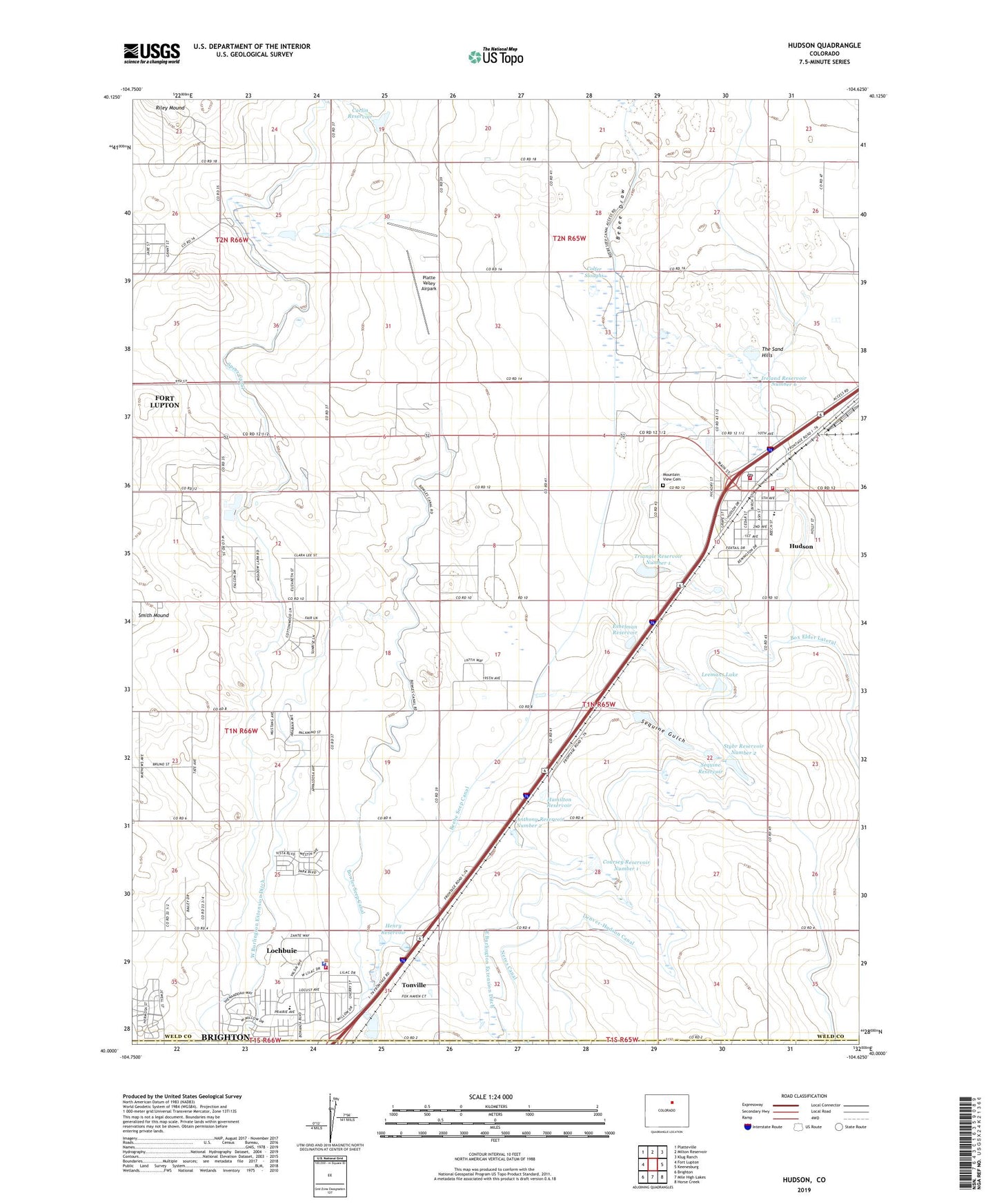 Hudson Colorado US Topo Map Image