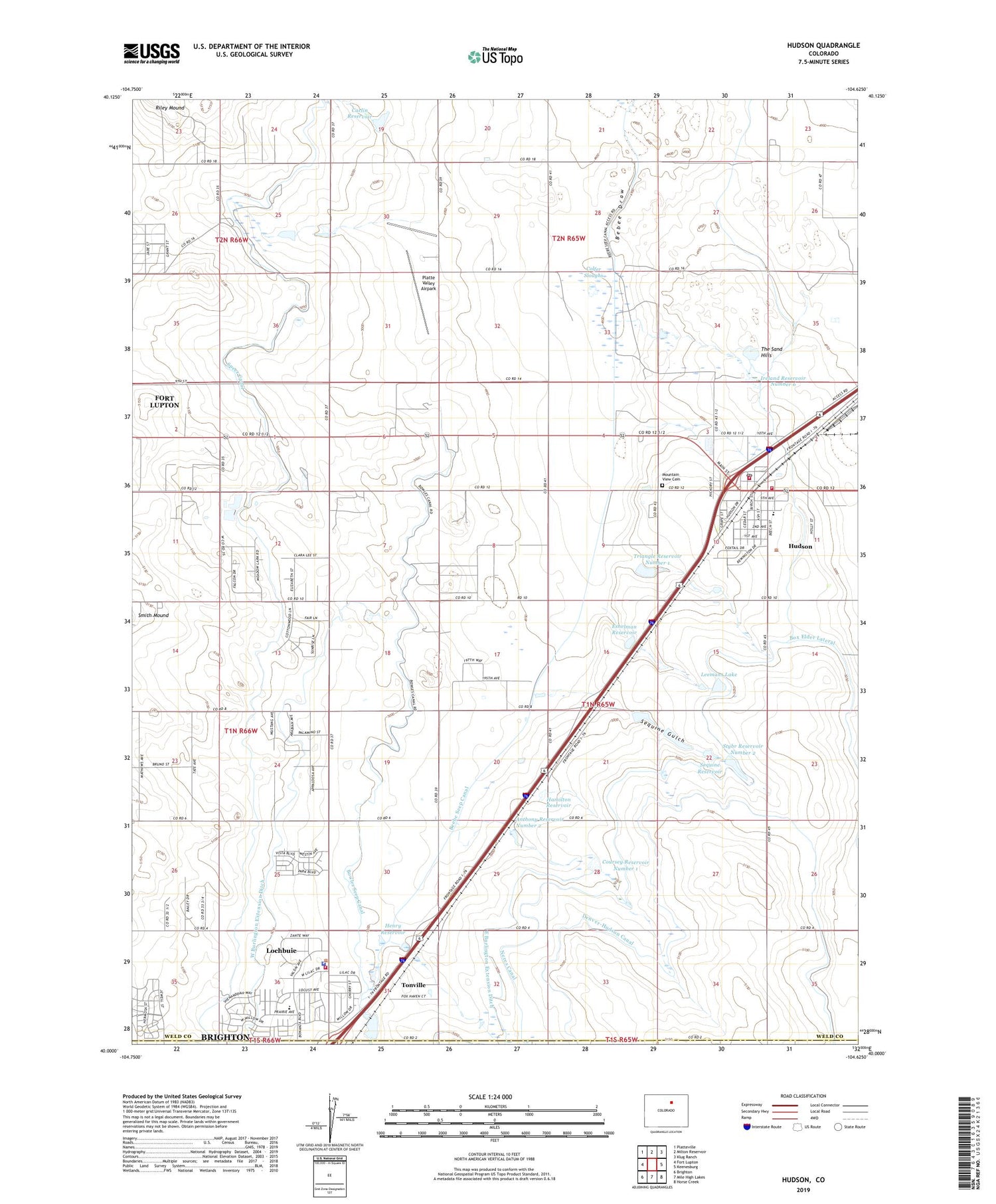 Hudson Colorado US Topo Map Image