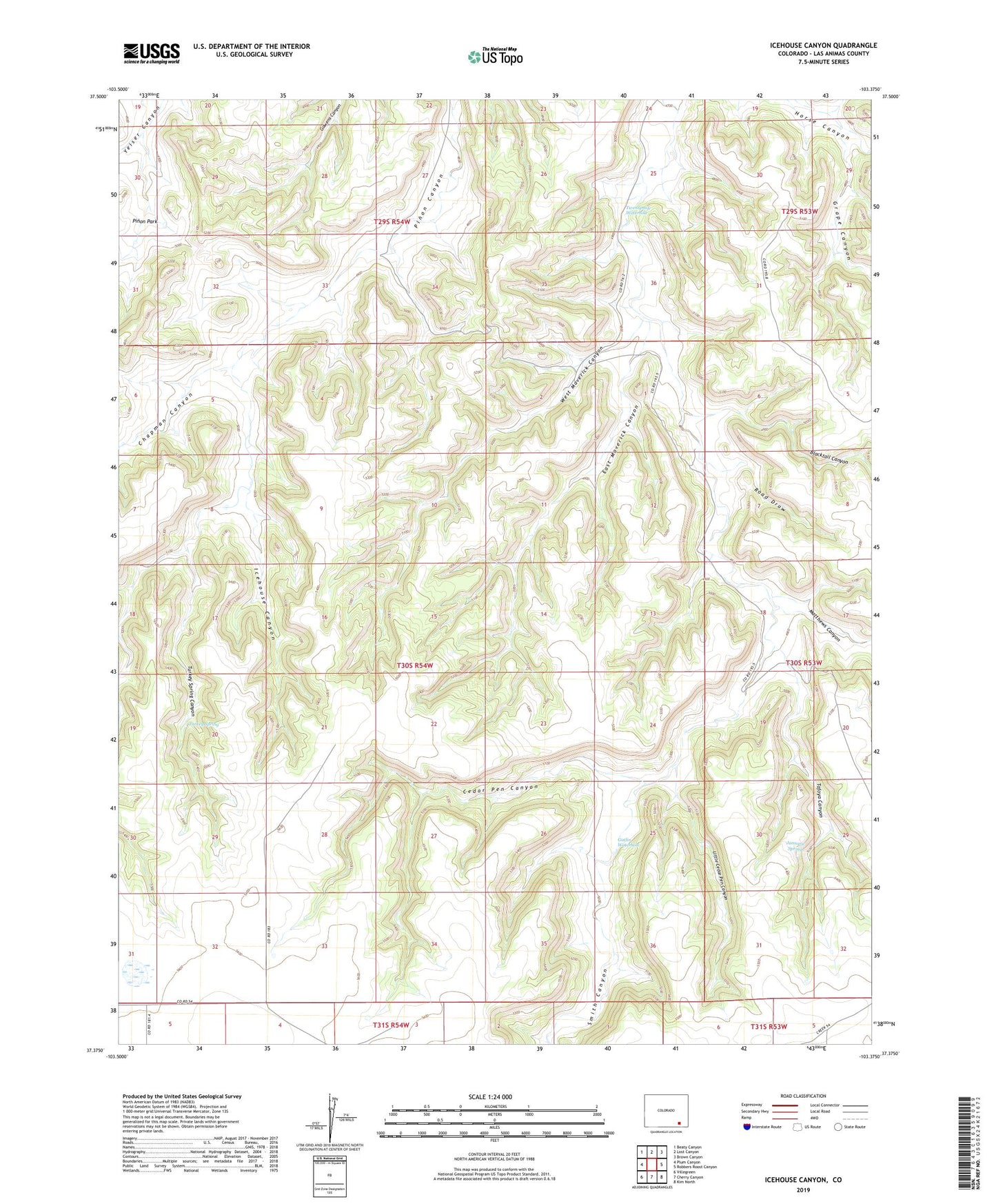 Icehouse Canyon Colorado US Topo Map Image