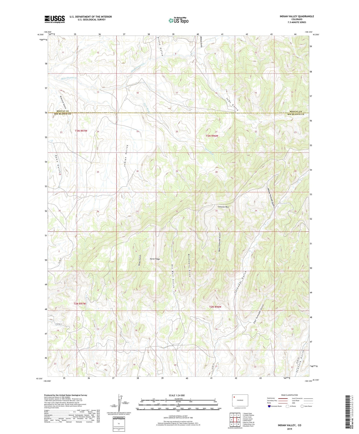 Indian Valley Colorado US Topo Map Image