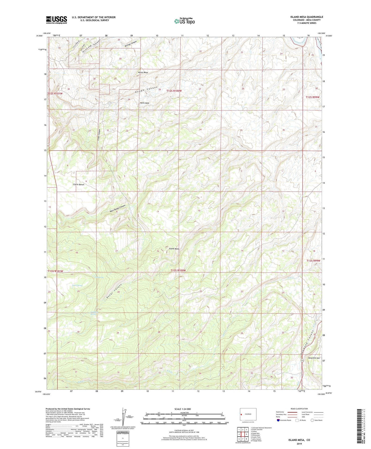 Island Mesa Colorado US Topo Map Image