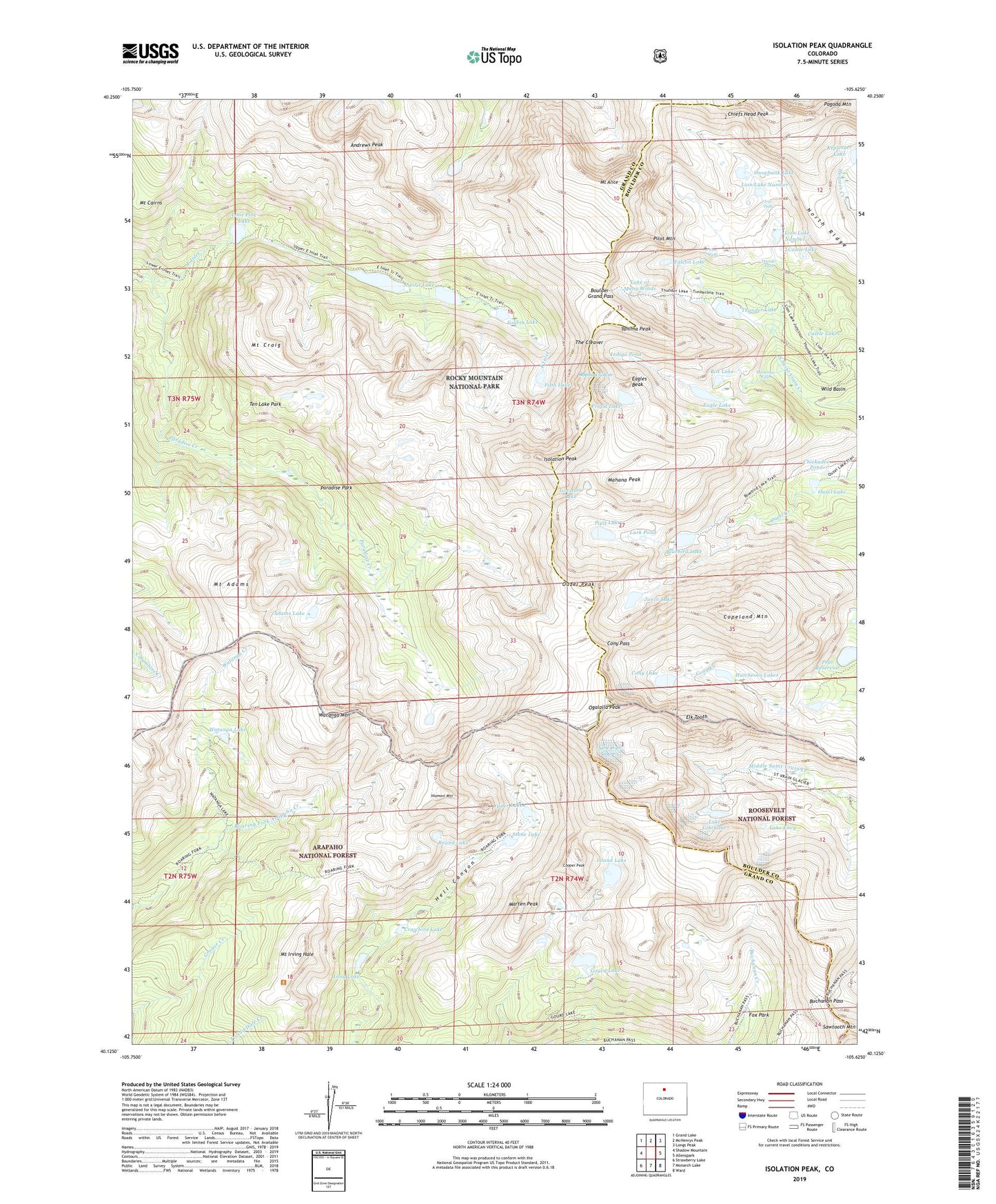 Isolation Peak Colorado US Topo Map Image