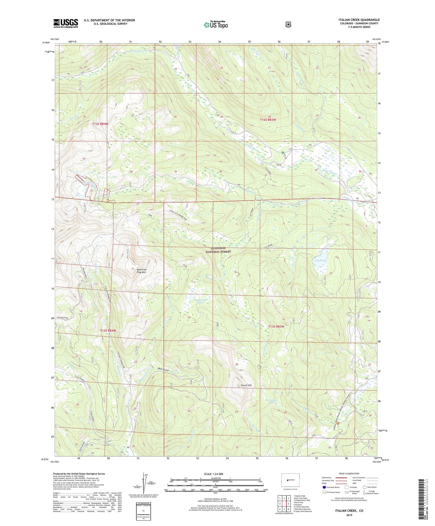 Italian Creek Colorado US Topo Map Image