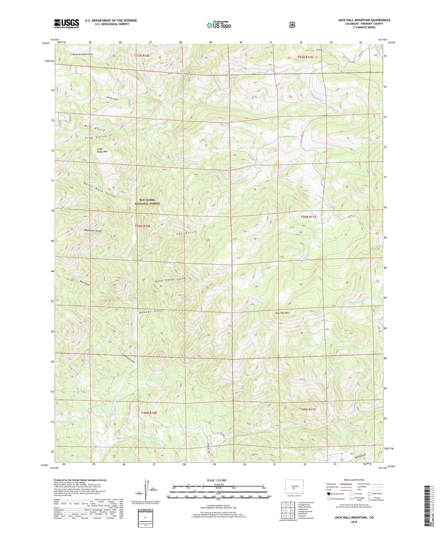 Jack Hall Mountain Colorado US Topo Map Image