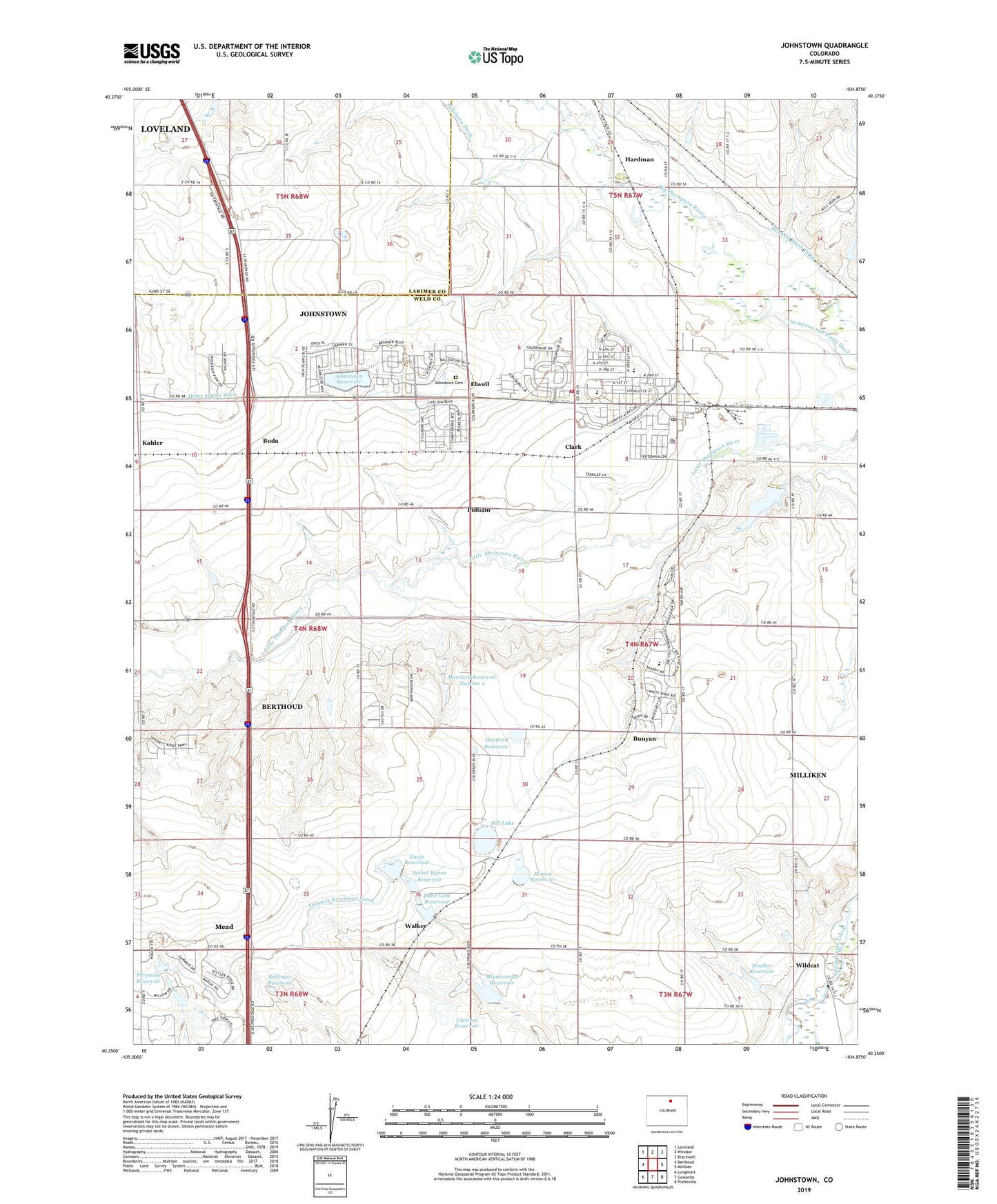 Johnstown Colorado US Topo Map Image