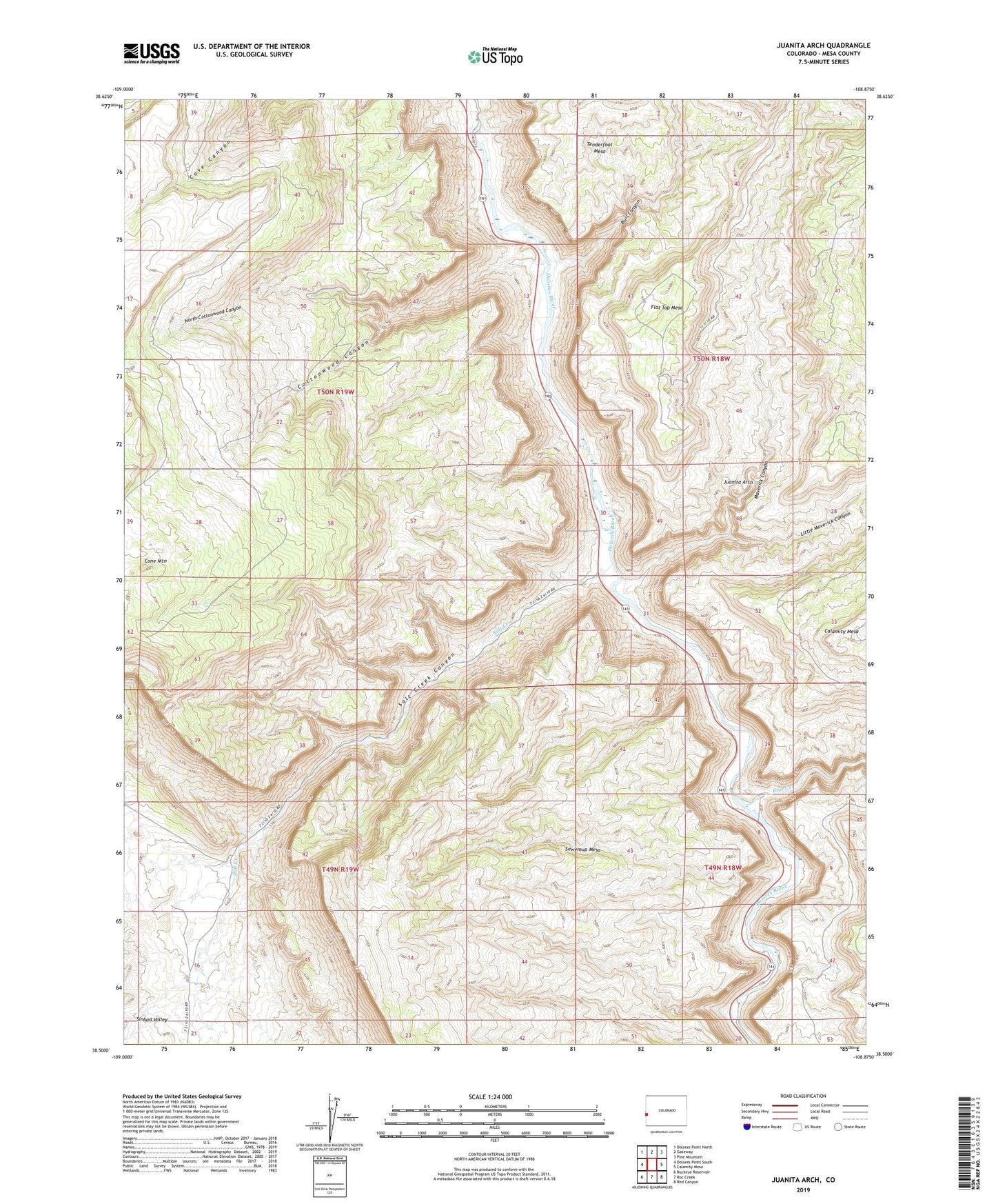 Juanita Arch Colorado US Topo Map Image