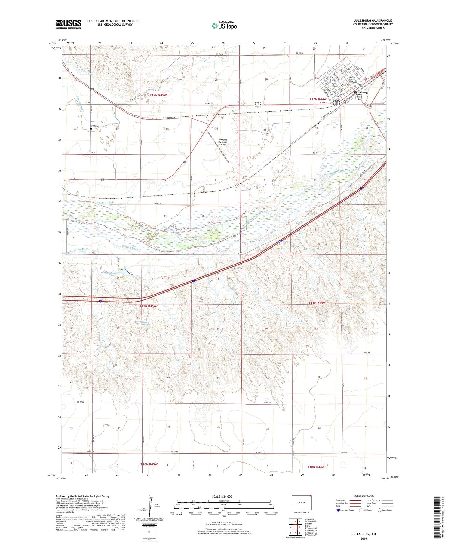 Julesburg Colorado US Topo Map Image