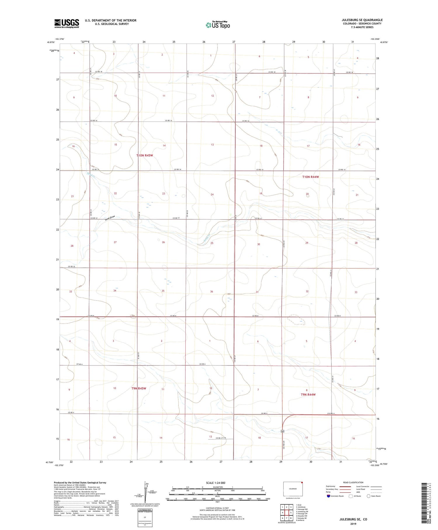 Julesburg SE Colorado US Topo Map Image