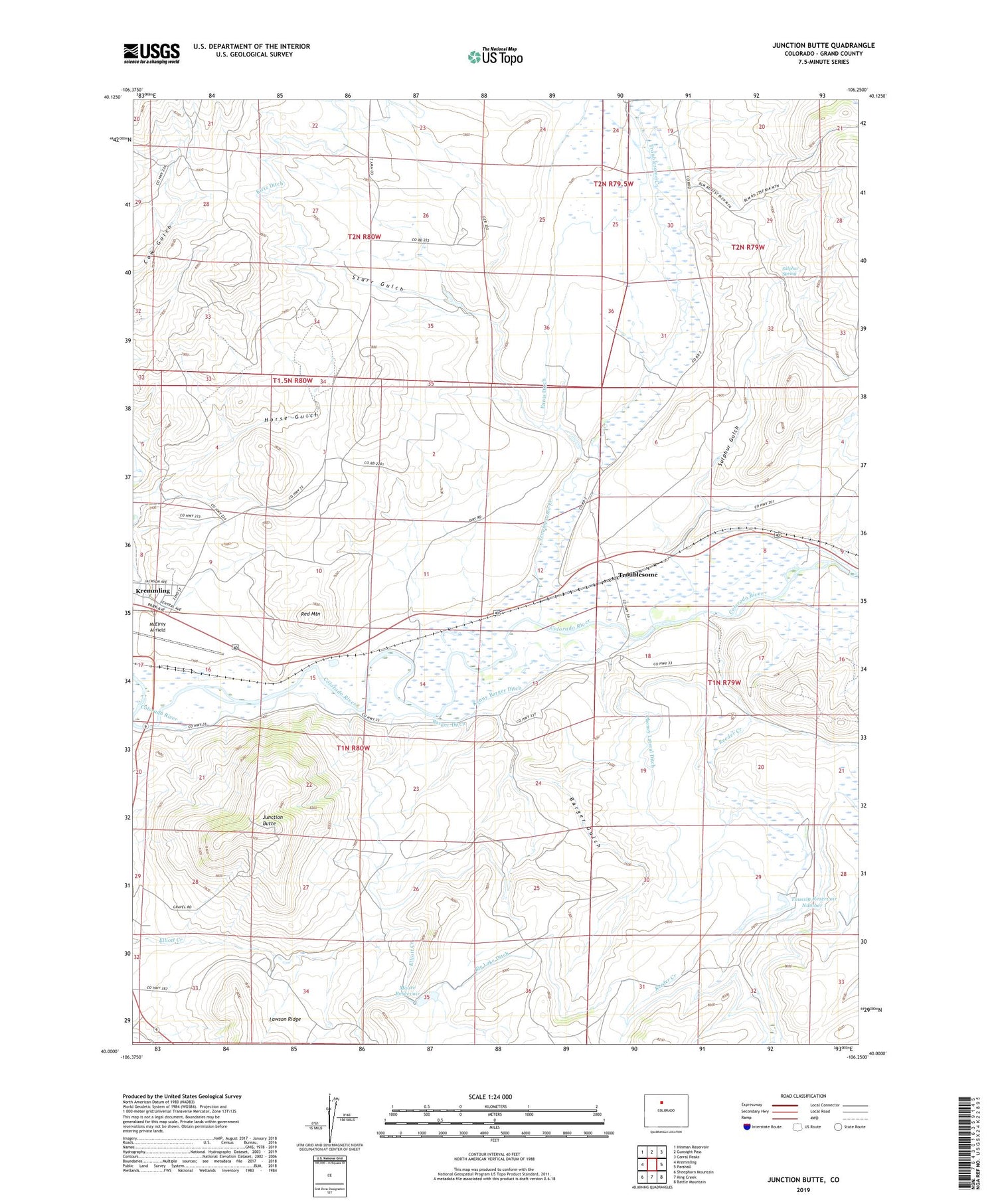 Junction Butte Colorado US Topo Map Image