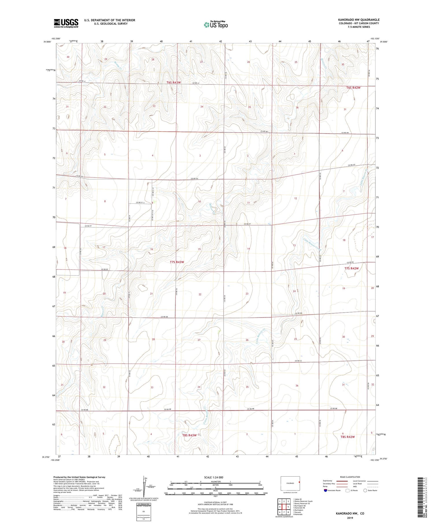Kanorado NW Colorado US Topo Map Image