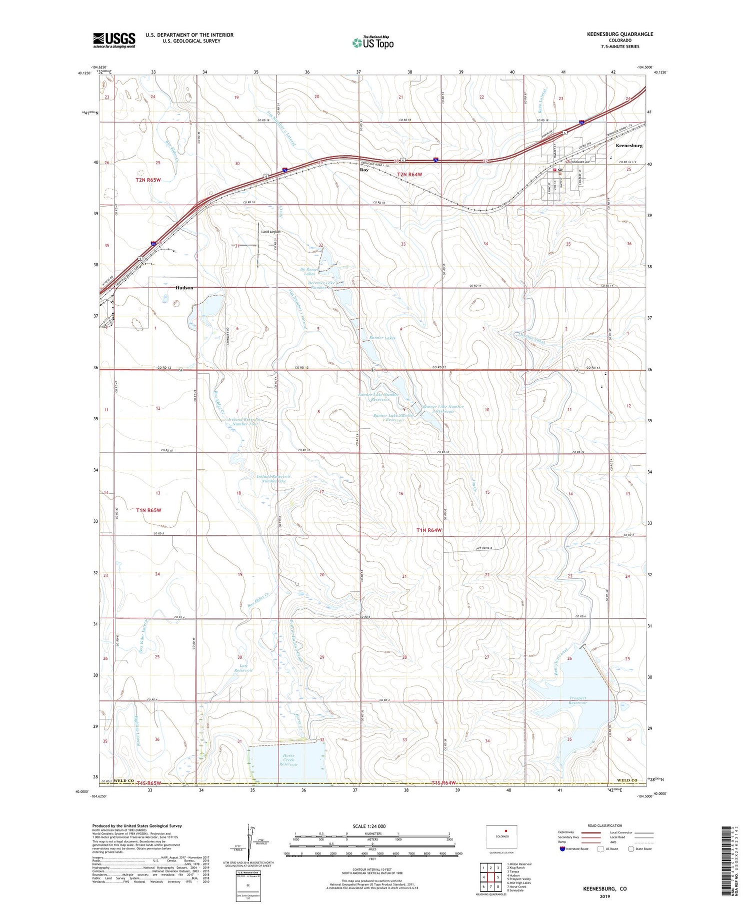 Keenesburg Colorado US Topo Map Image