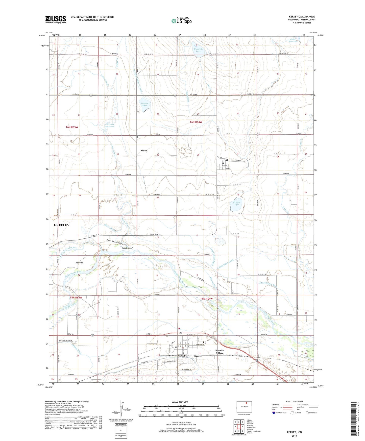 Kersey Colorado US Topo Map Image