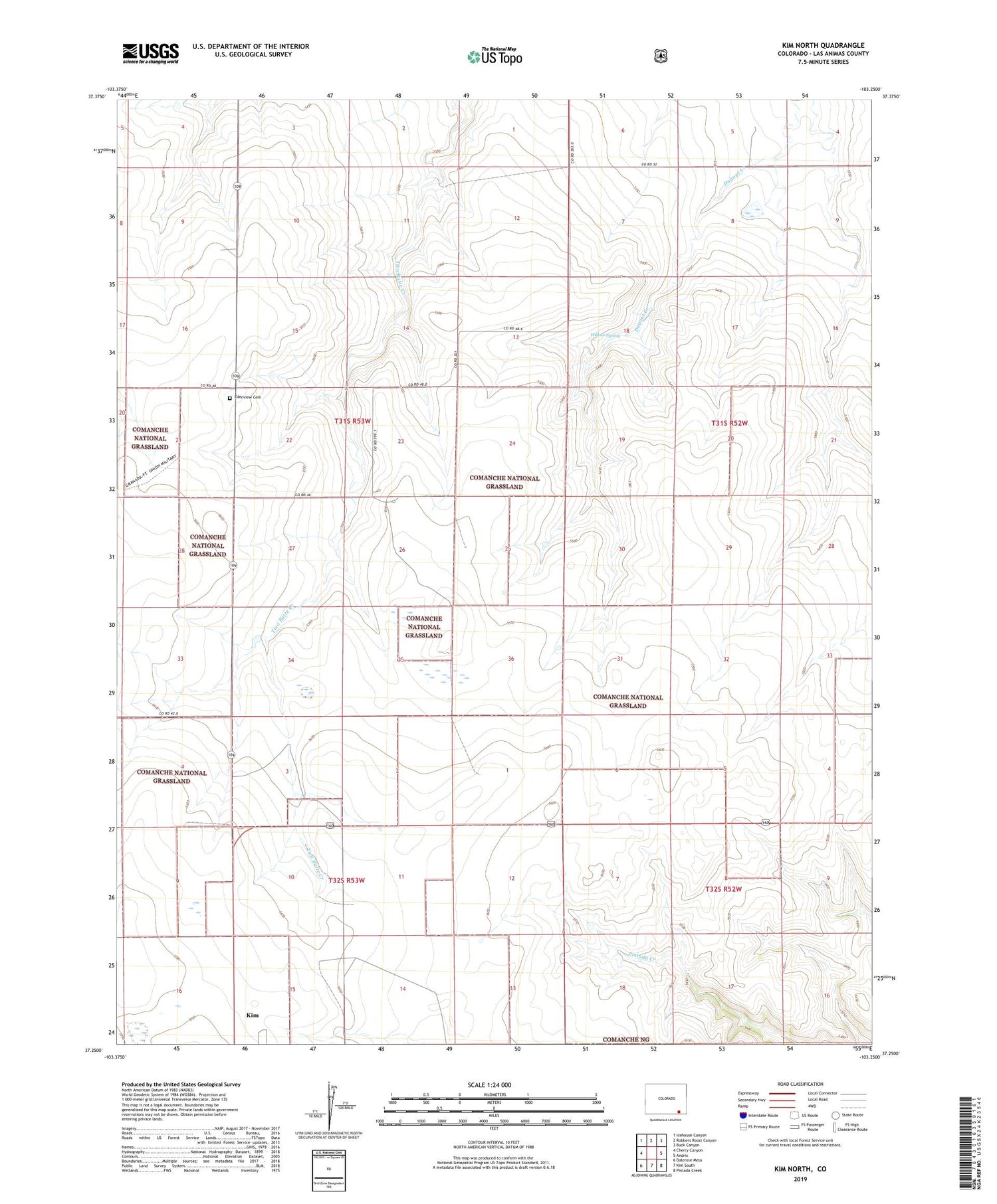 Kim North Colorado US Topo Map Image