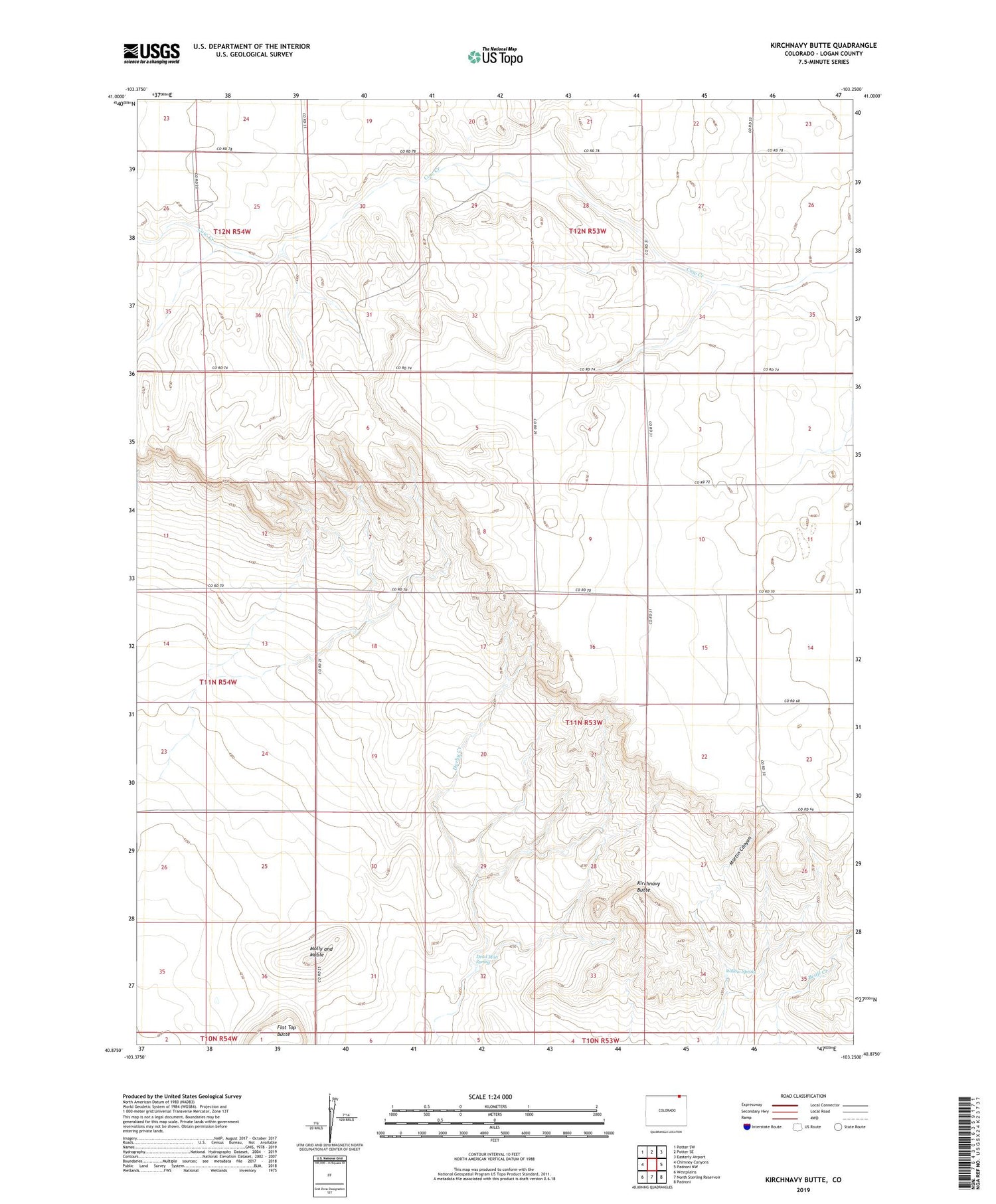 Kirchnavy Butte Colorado US Topo Map Image