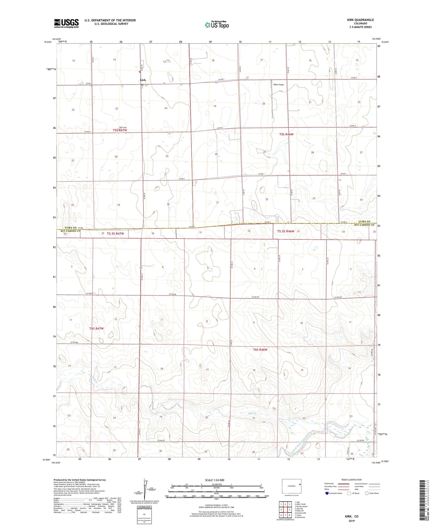 Kirk Colorado US Topo Map Image