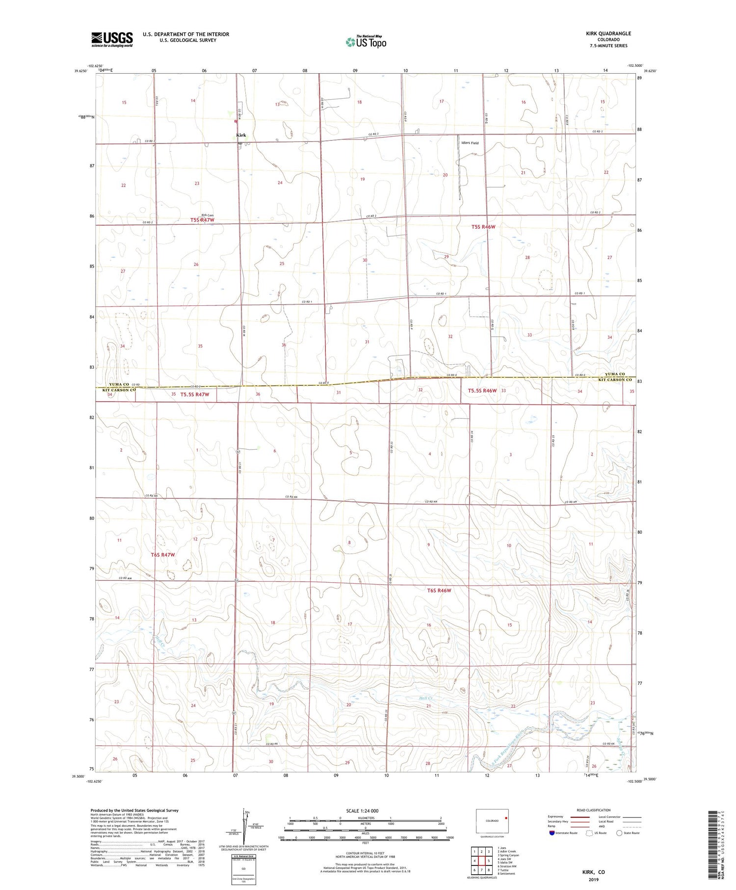 Kirk Colorado US Topo Map Image