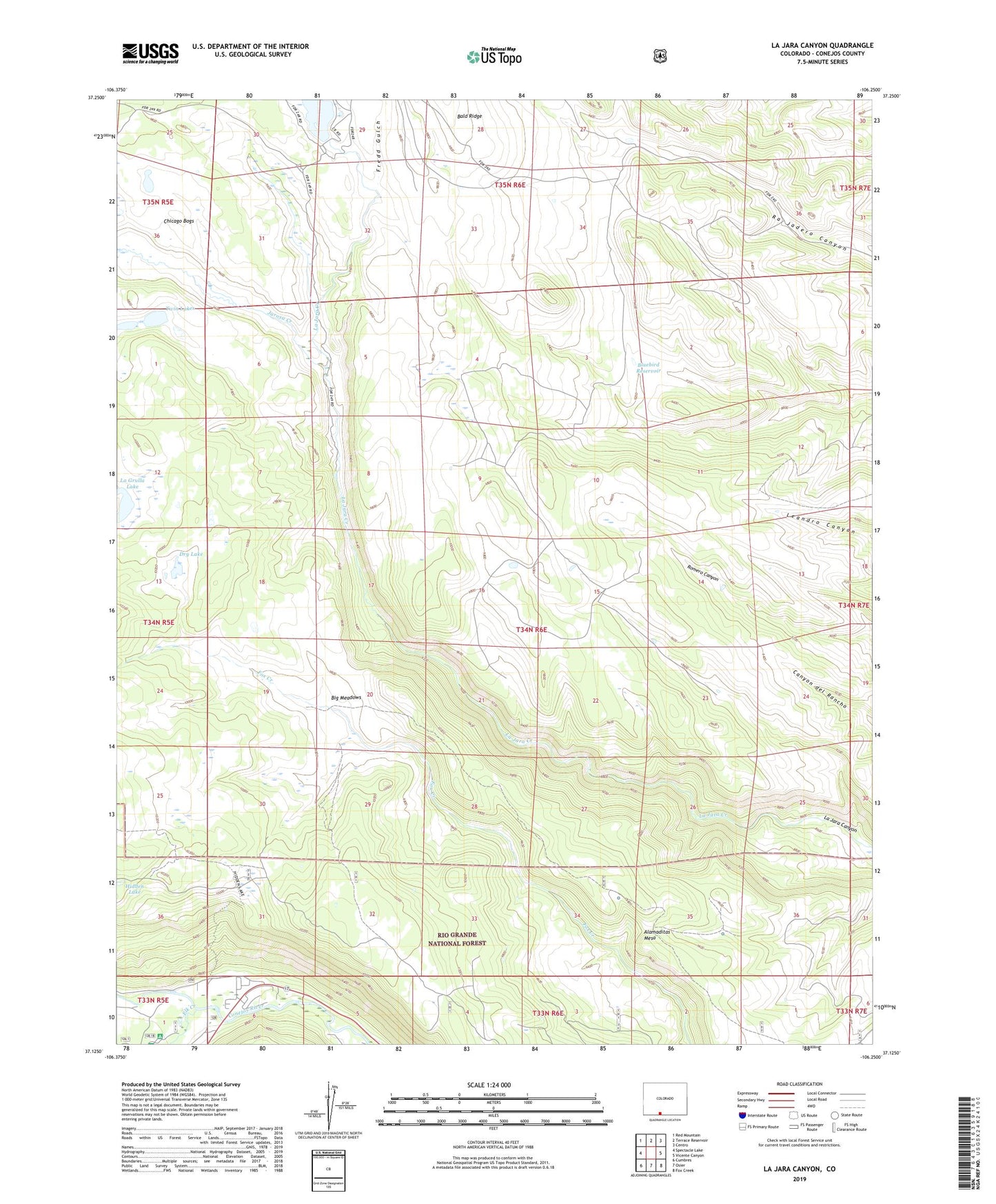 La Jara Canyon Colorado US Topo Map Image