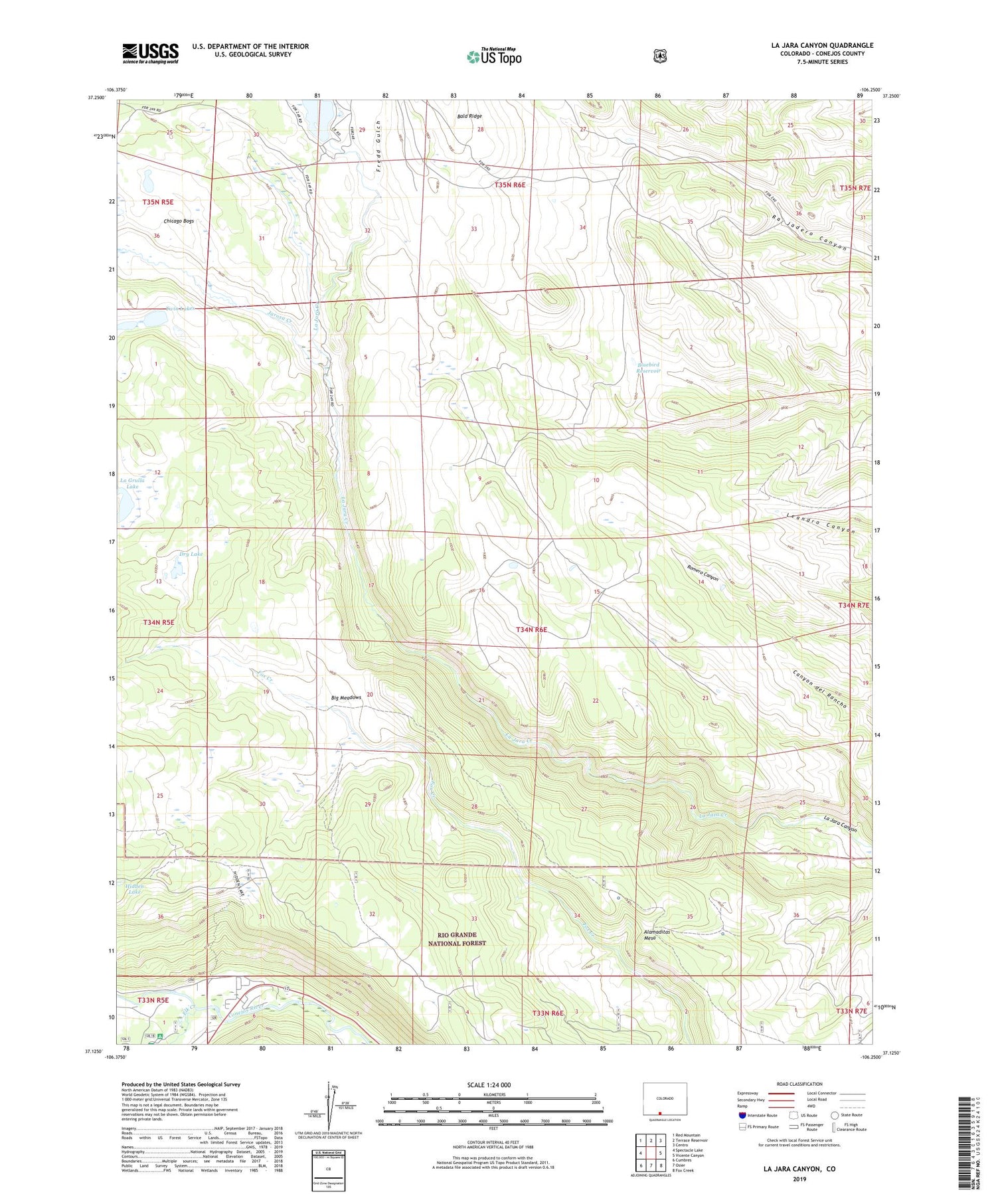 La Jara Canyon Colorado US Topo Map Image