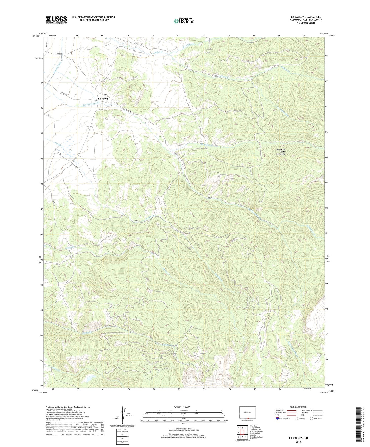 La Valley Colorado US Topo Map Image