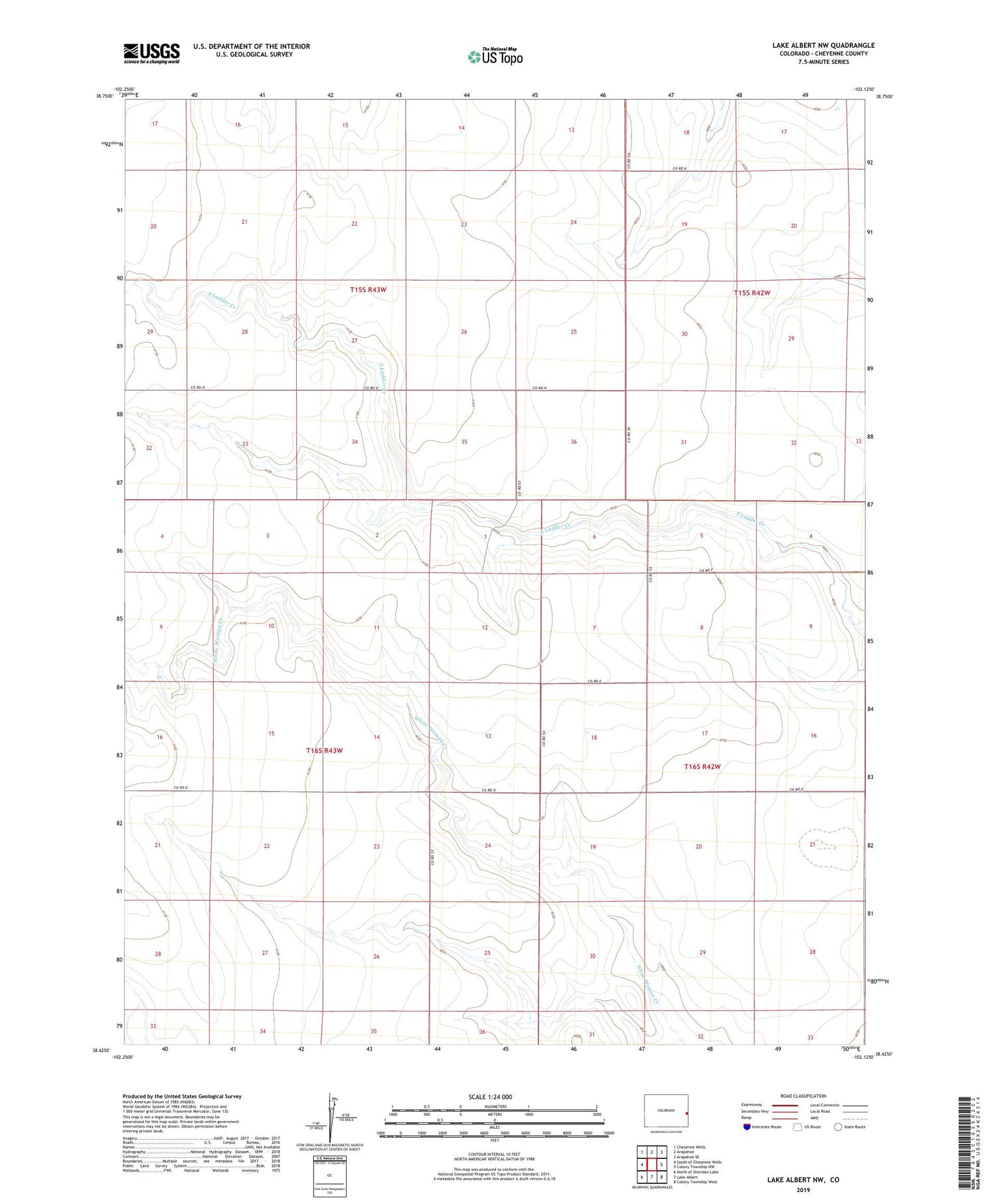 Lake Albert NW Colorado US Topo Map Image