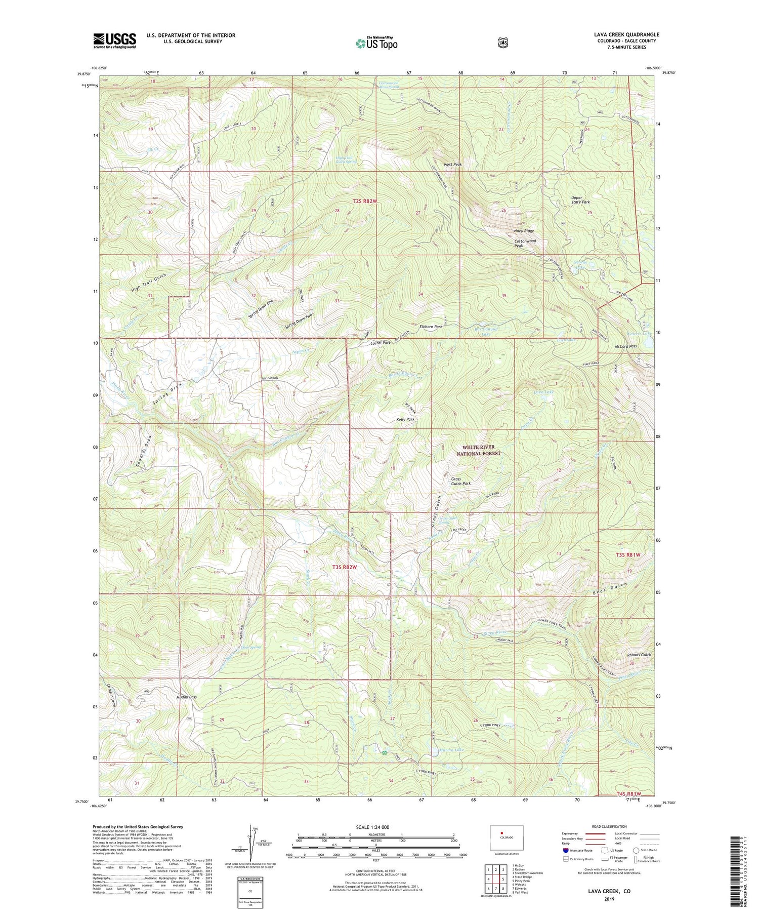 Lava Creek Colorado US Topo Map Image