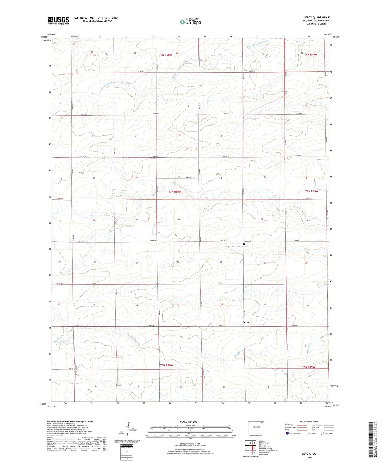 Leroy Colorado US Topo Map Image