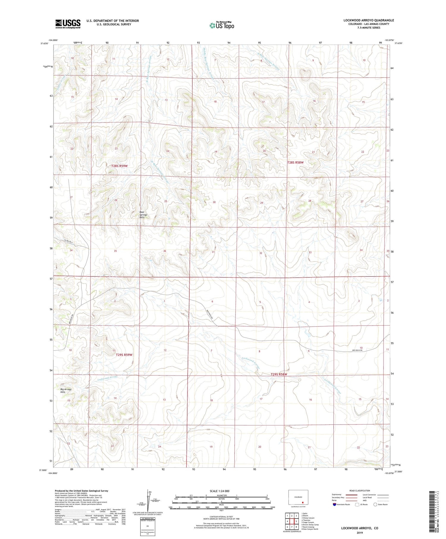 Lockwood Arroyo Colorado US Topo Map Image