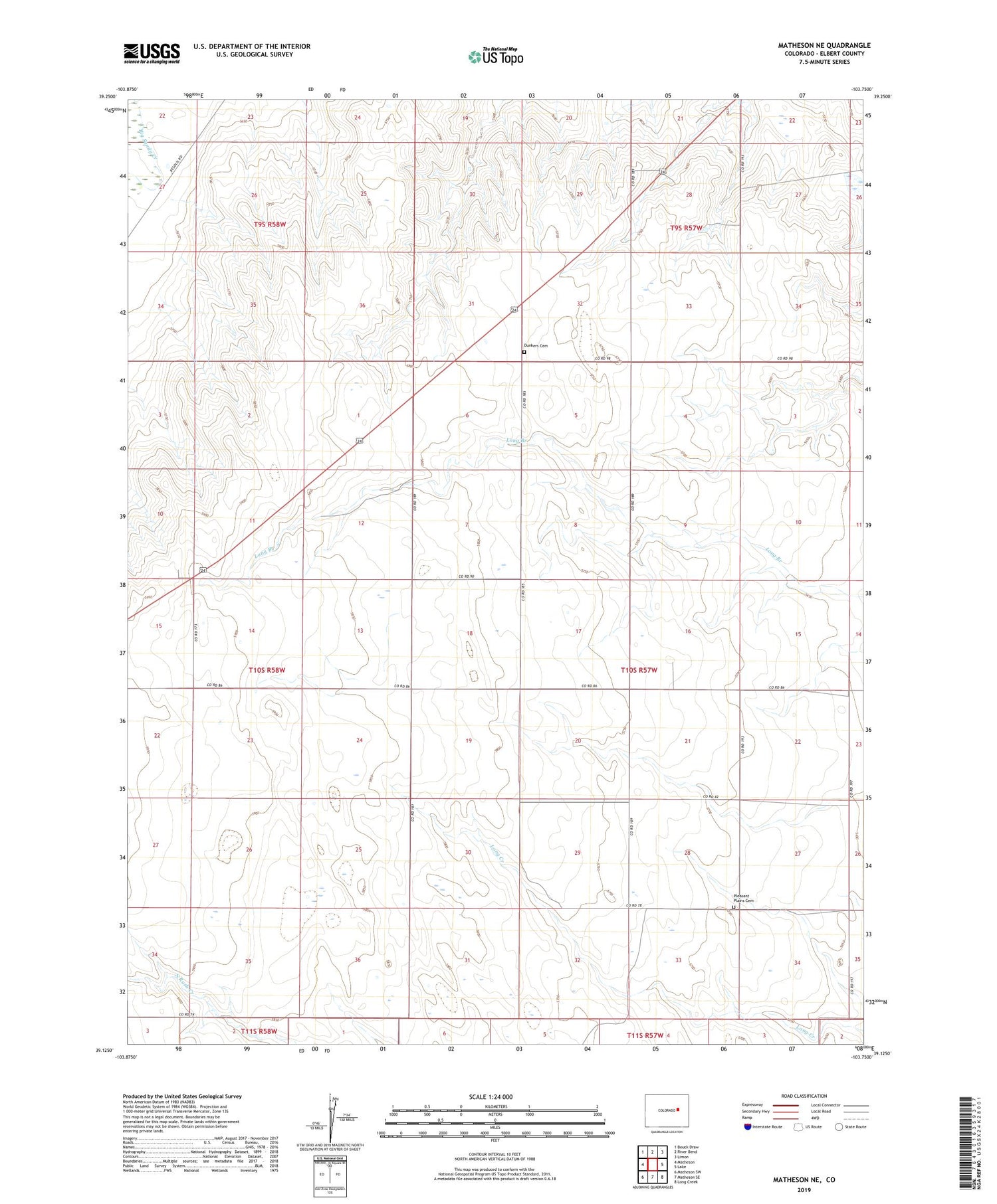 Matheson NE Colorado US Topo Map Image