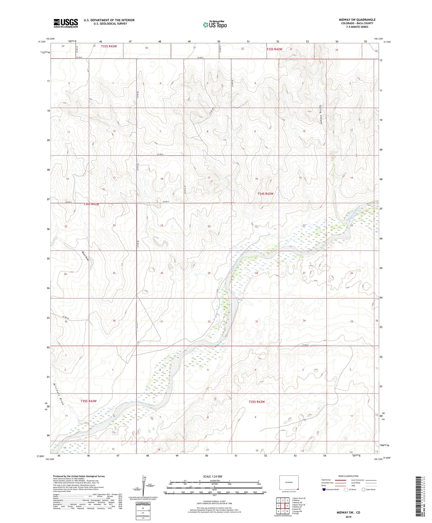 Midway SW Colorado US Topo Map Image