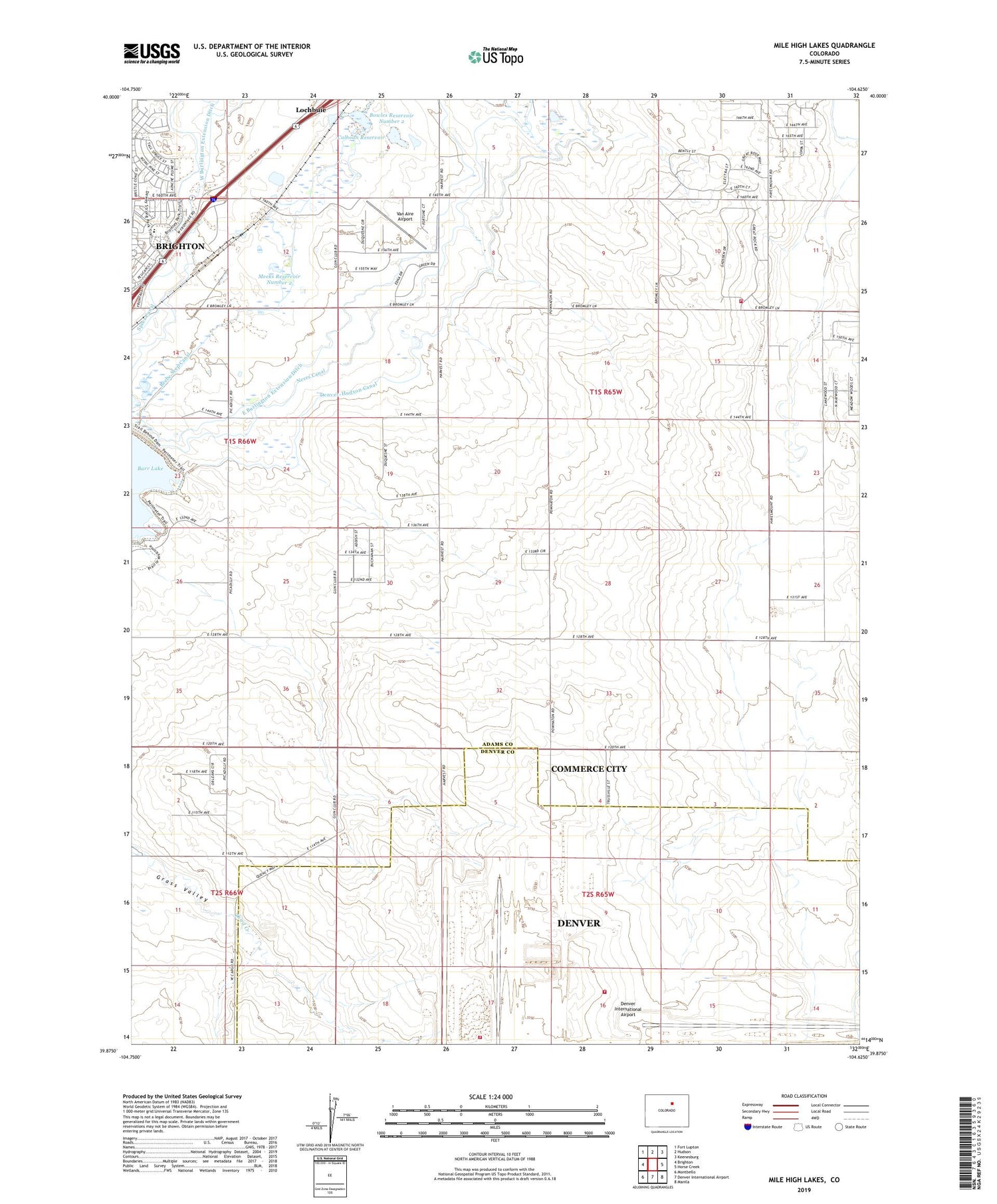 Mile High Lakes Colorado US Topo Map Image