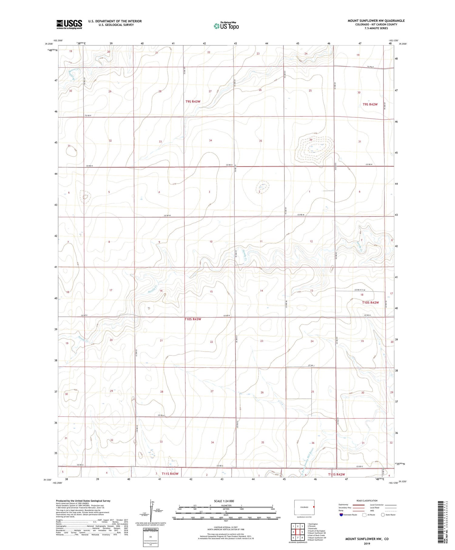Mount Sunflower NW Colorado US Topo Map Image