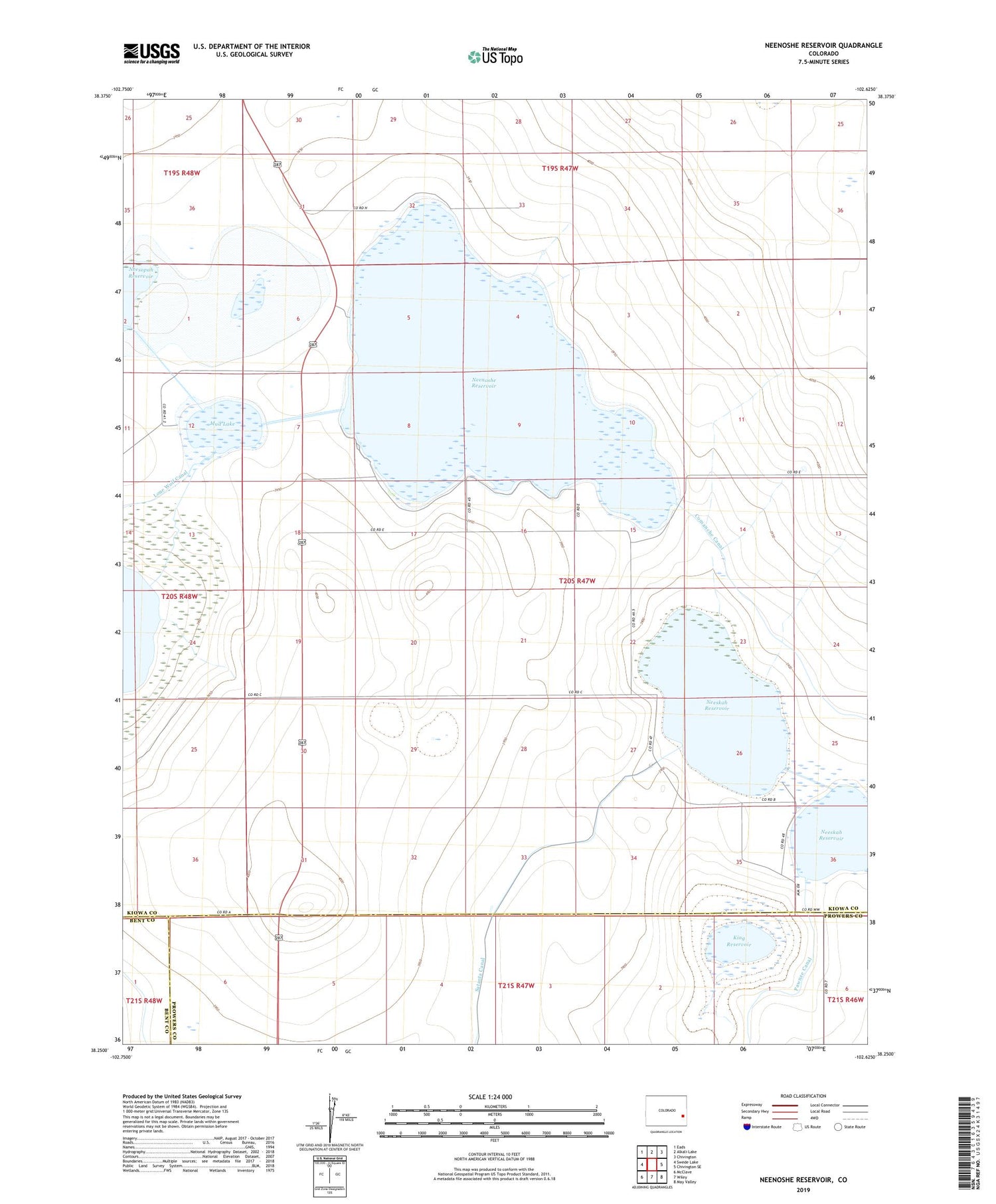 Neenoshe Reservoir Colorado US Topo Map Image