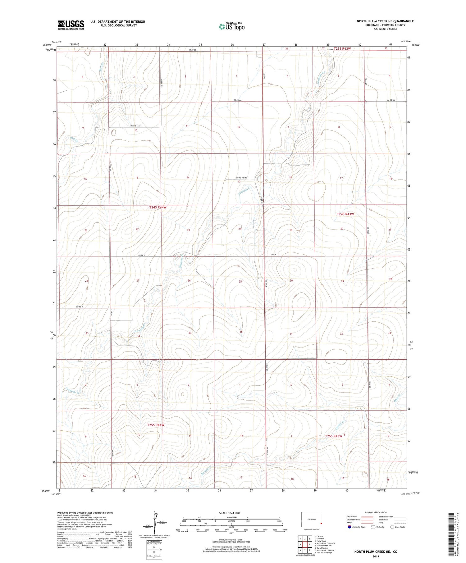 North Plum Creek NE Colorado US Topo Map Image