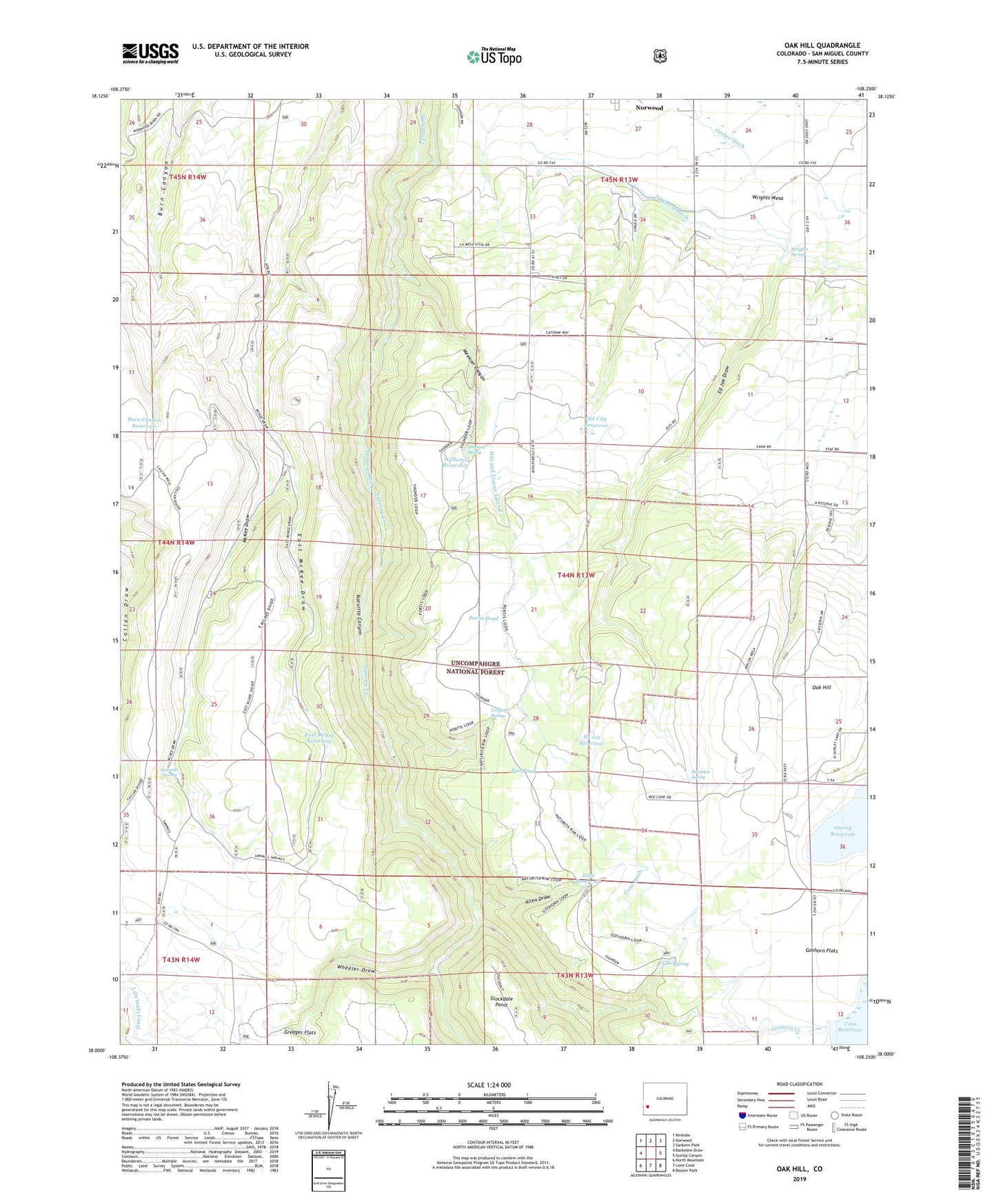 Oak Hill Colorado US Topo Map Image