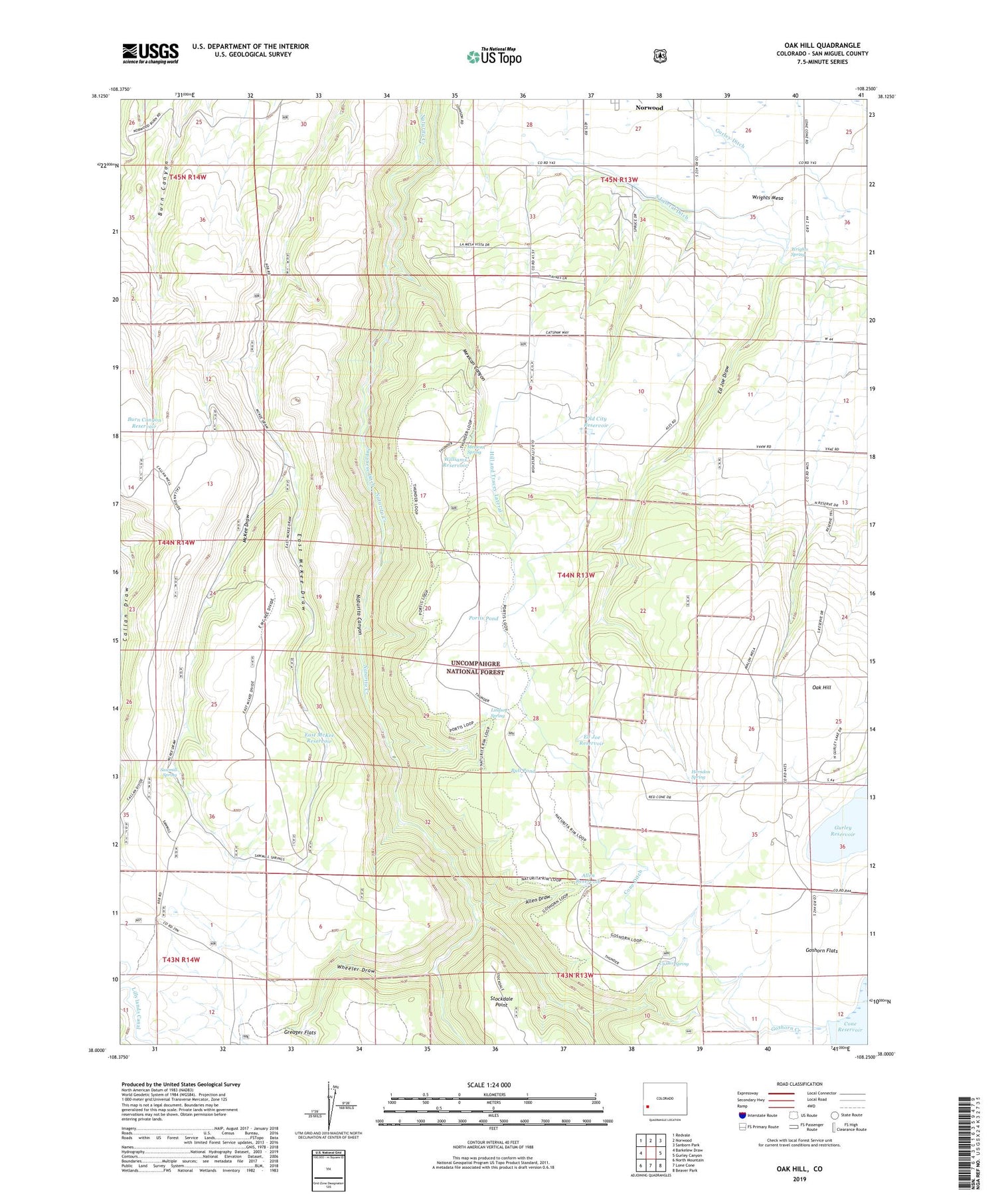 Oak Hill Colorado US Topo Map Image