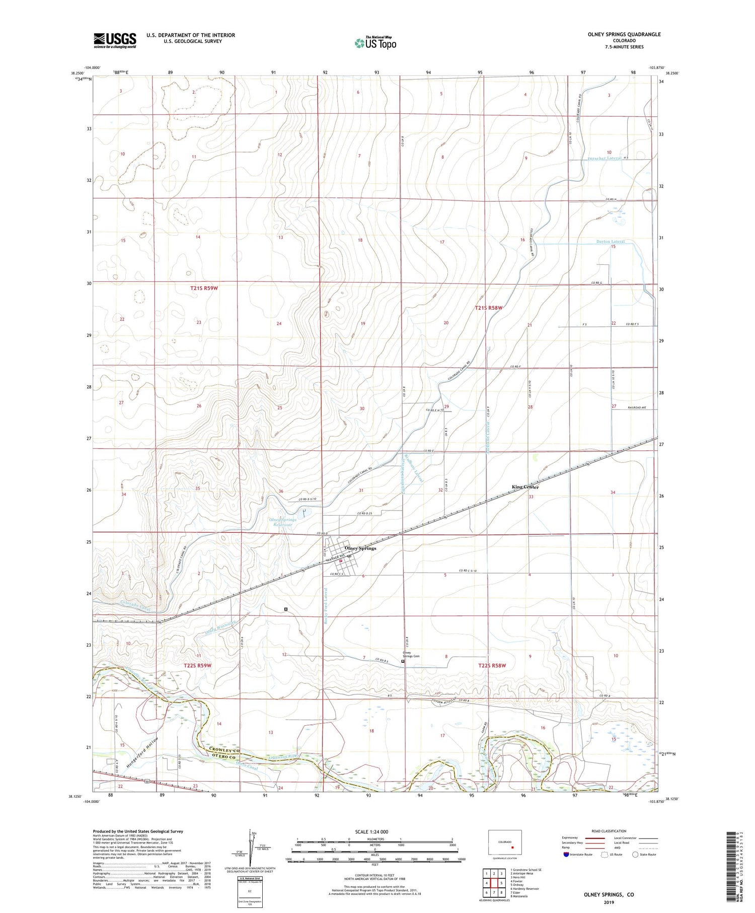 Olney Springs Colorado US Topo Map Image